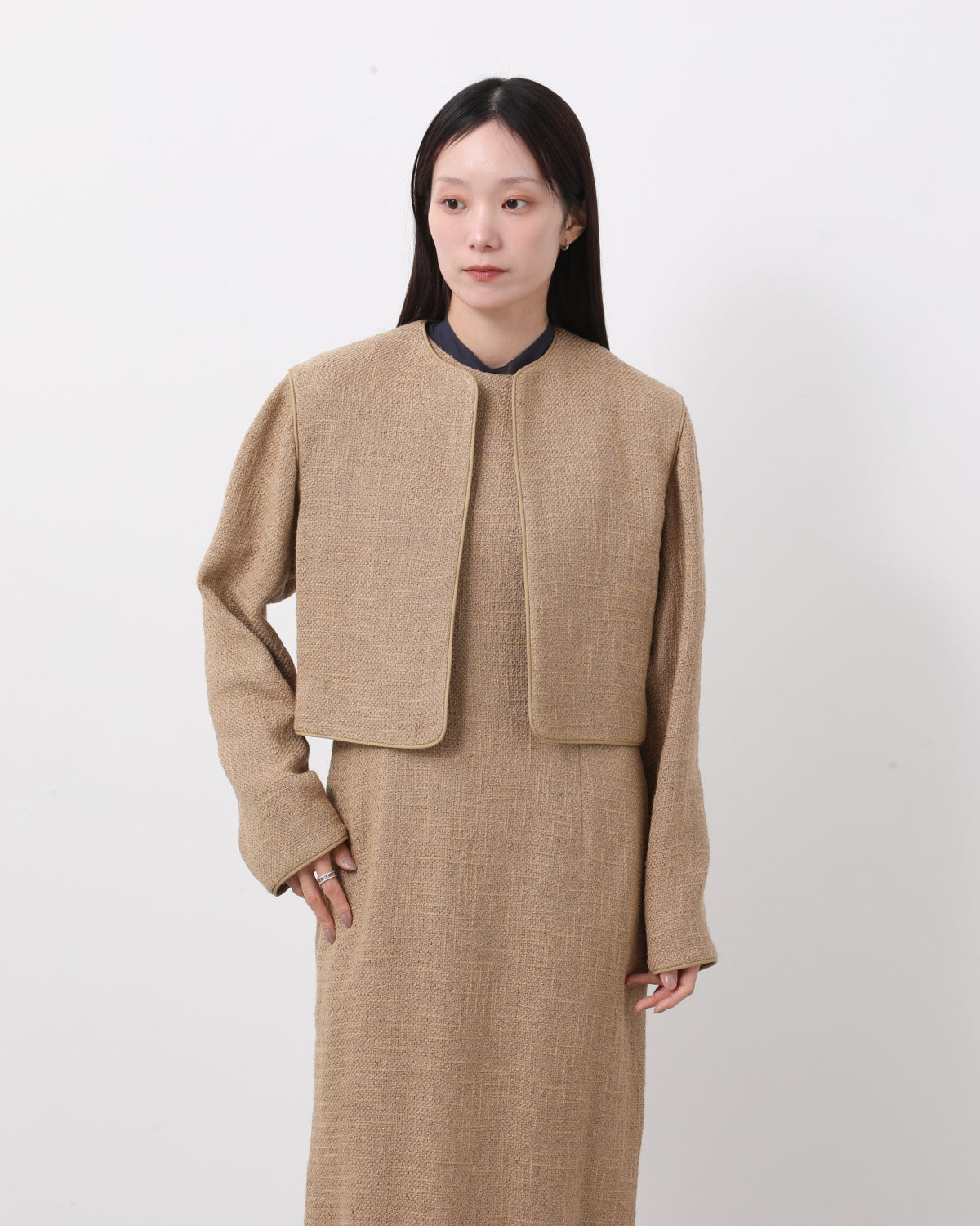 HOMESPUN TWEED ROUND NECK BLOUSON