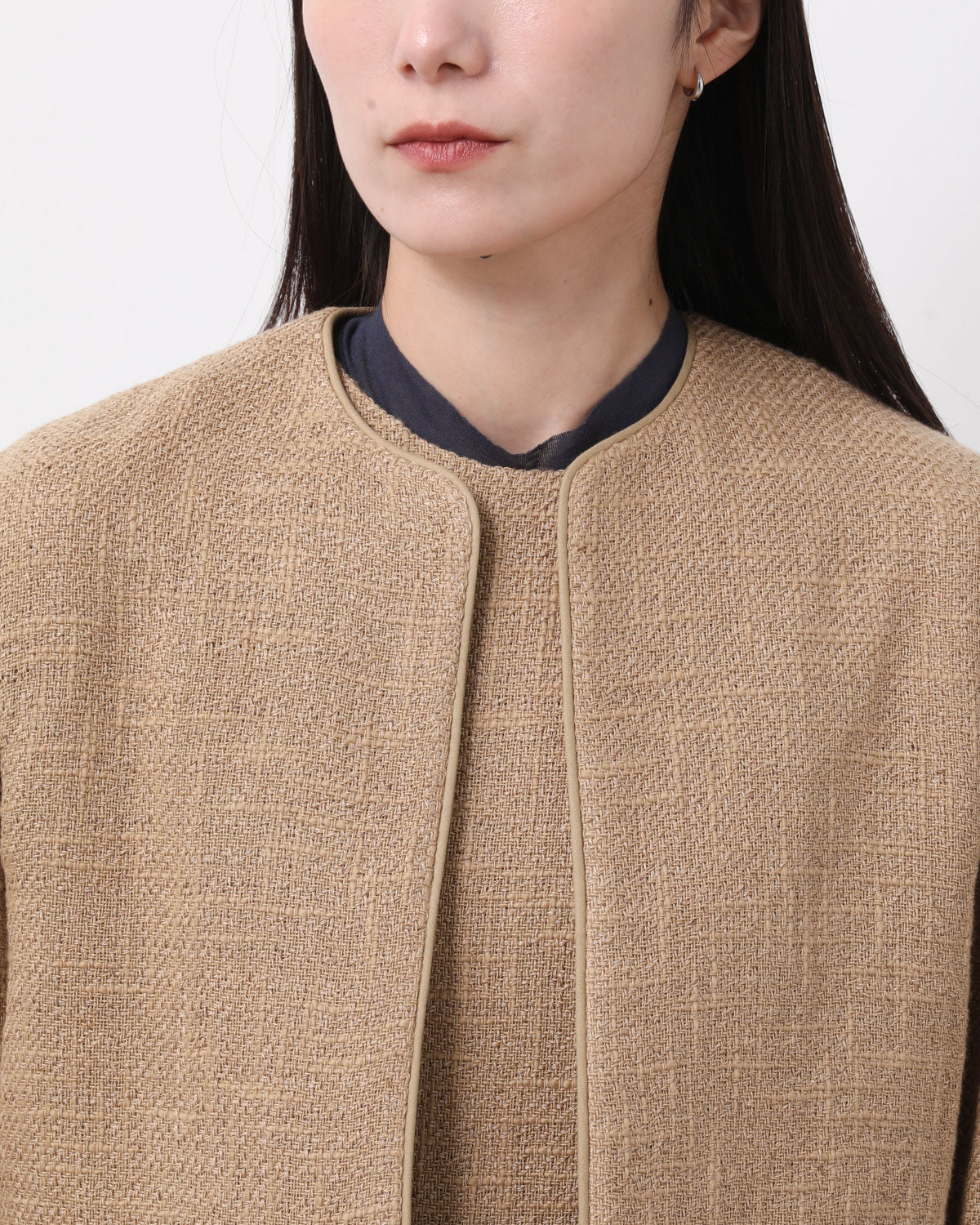 HOMESPUN TWEED ROUND NECK BLOUSON