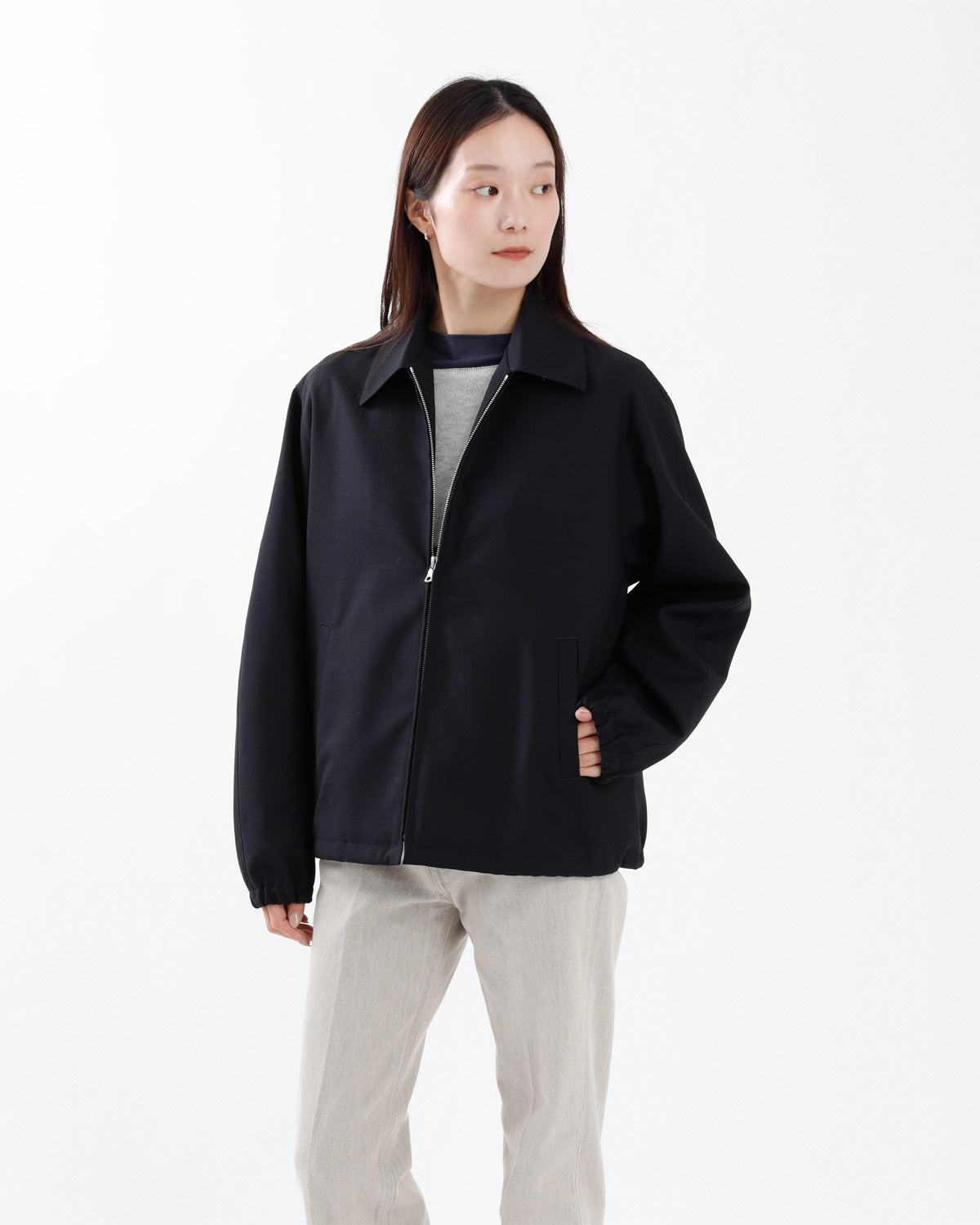 WOOL KID MOHAIR HOPSACK ZIP BLOUSON (WOMEN'S)