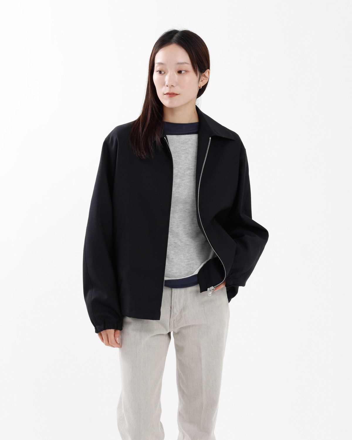 WOOL KID MOHAIR HOPSACK ZIP BLOUSON (WOMEN'S)