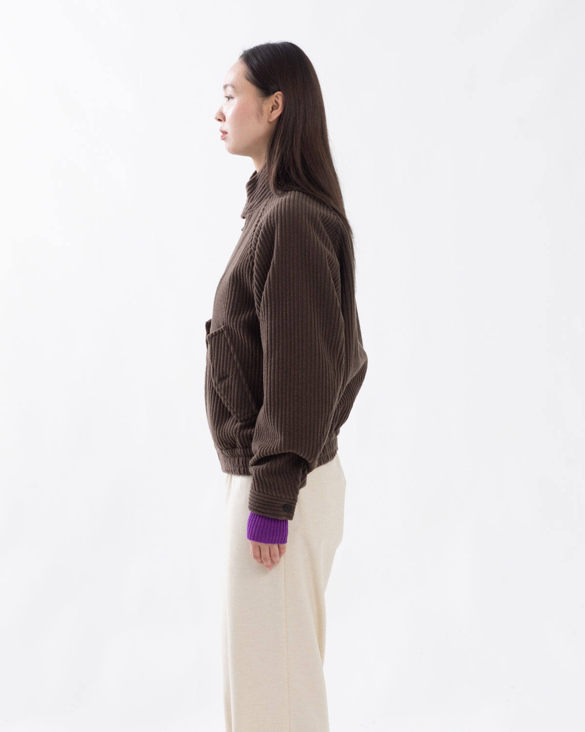 WOOL CASHMERE CORDUROY ZIP BLOUSON (WOMEN'S)
