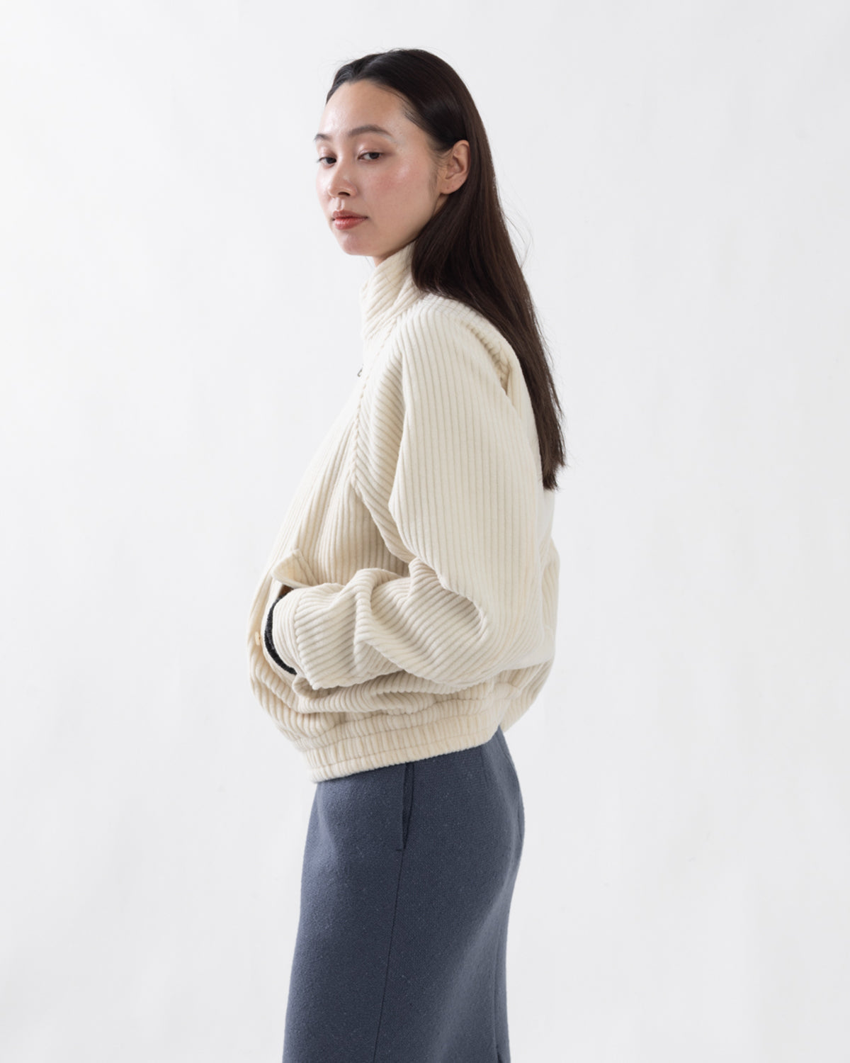 WOOL CASHMERE CORDUROY ZIP BLOUSON (WOMEN'S)
