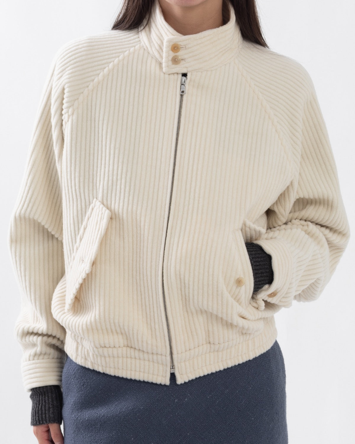WOOL CASHMERE CORDUROY ZIP BLOUSON (WOMEN'S)