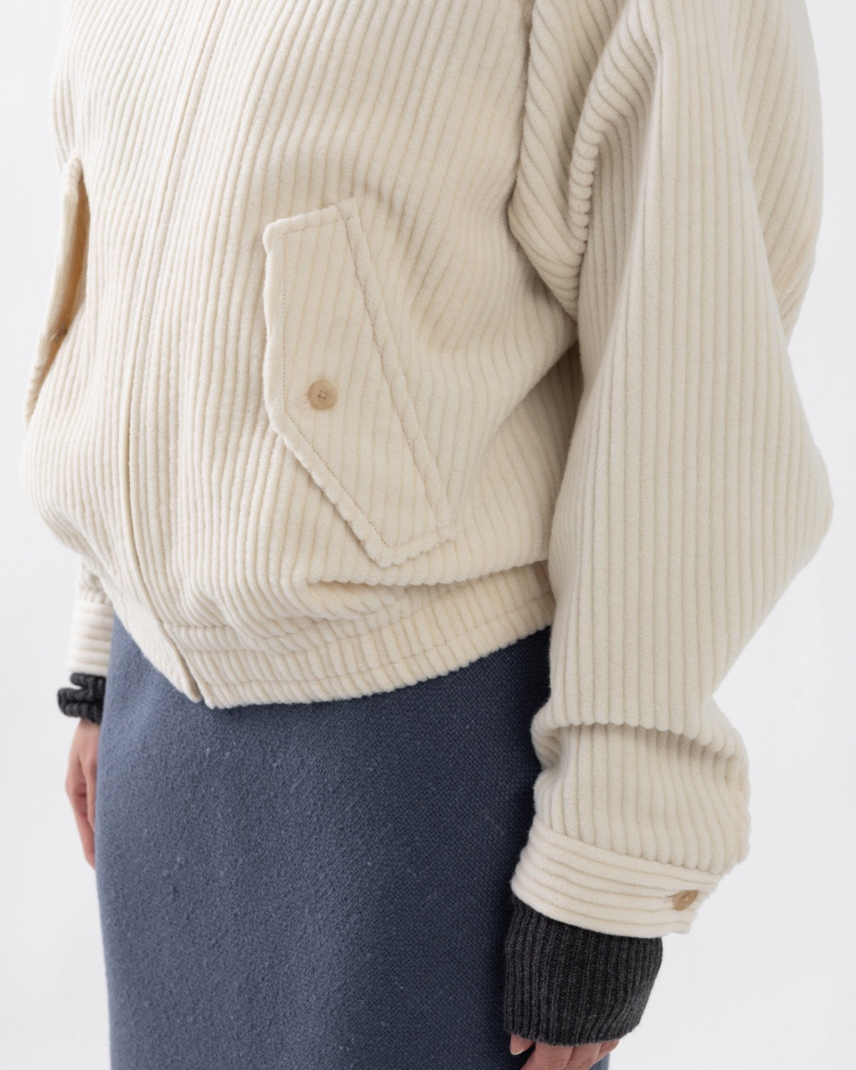 WOOL CASHMERE CORDUROY ZIP BLOUSON (WOMEN'S)