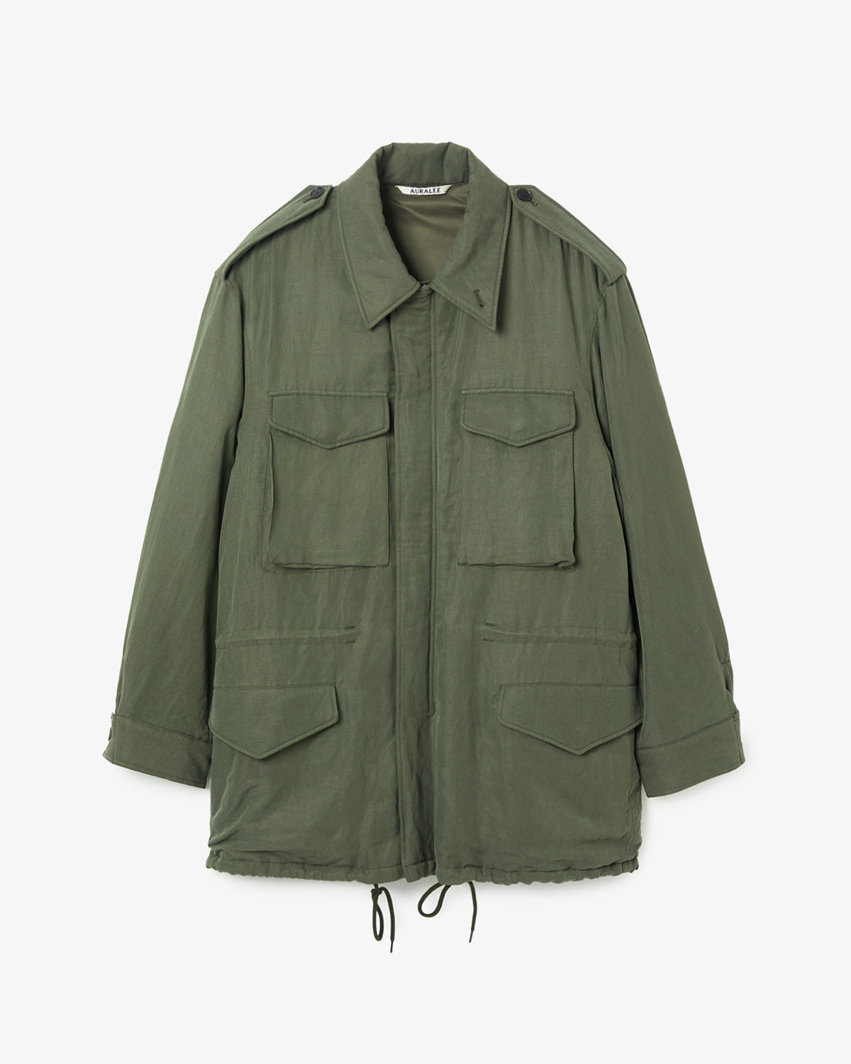 BRUSHED SILK LINEN SATIN PADDED MILITARY BLOUSON (WOMEN'S)