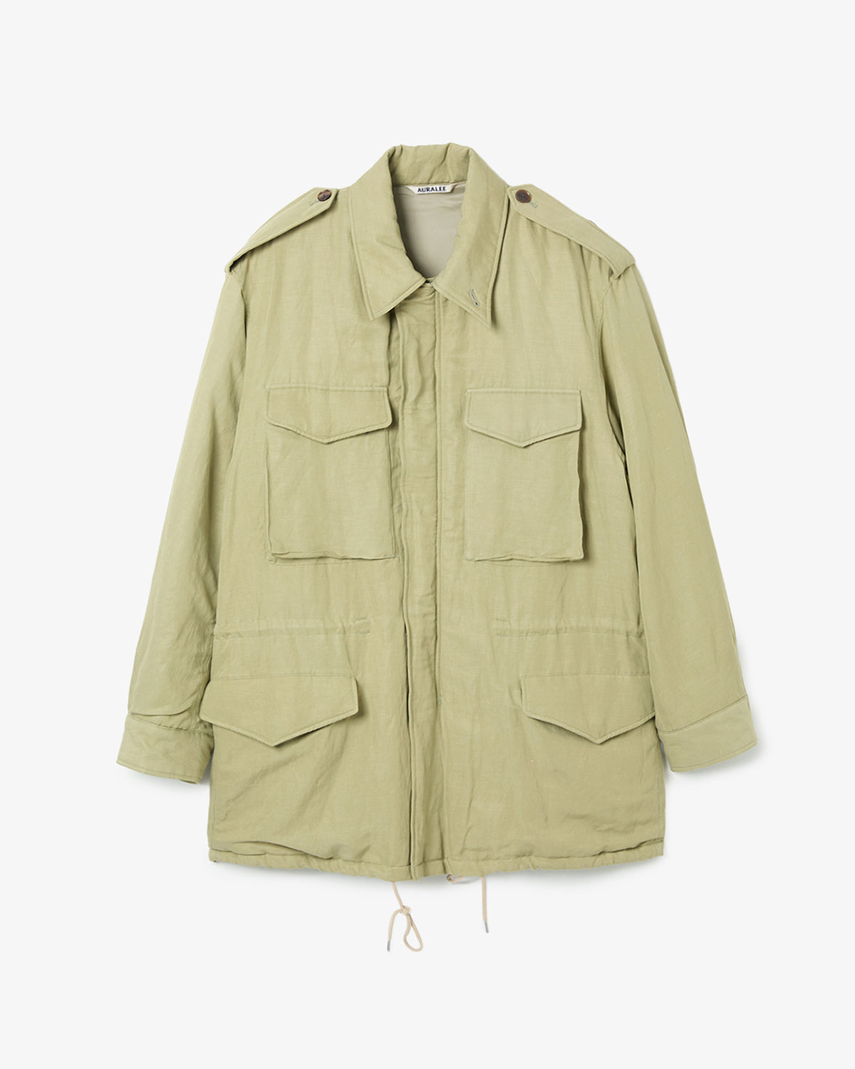 BRUSHED SILK LINEN SATIN PADDED MILITARY BLOUSON (WOMEN'S)