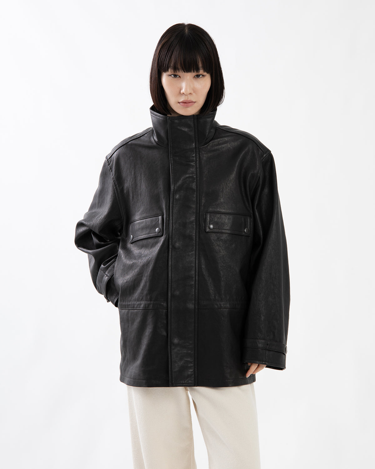 TEXTURED LAMB LEATHER BLOUSON (WOMEN'S)