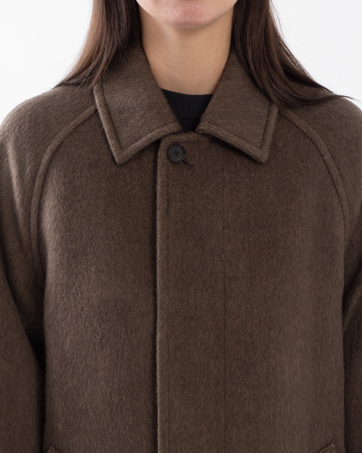 HAIRY WOOL MOHAIR CHAMBRAY SOUTIEN COLLAR COAT