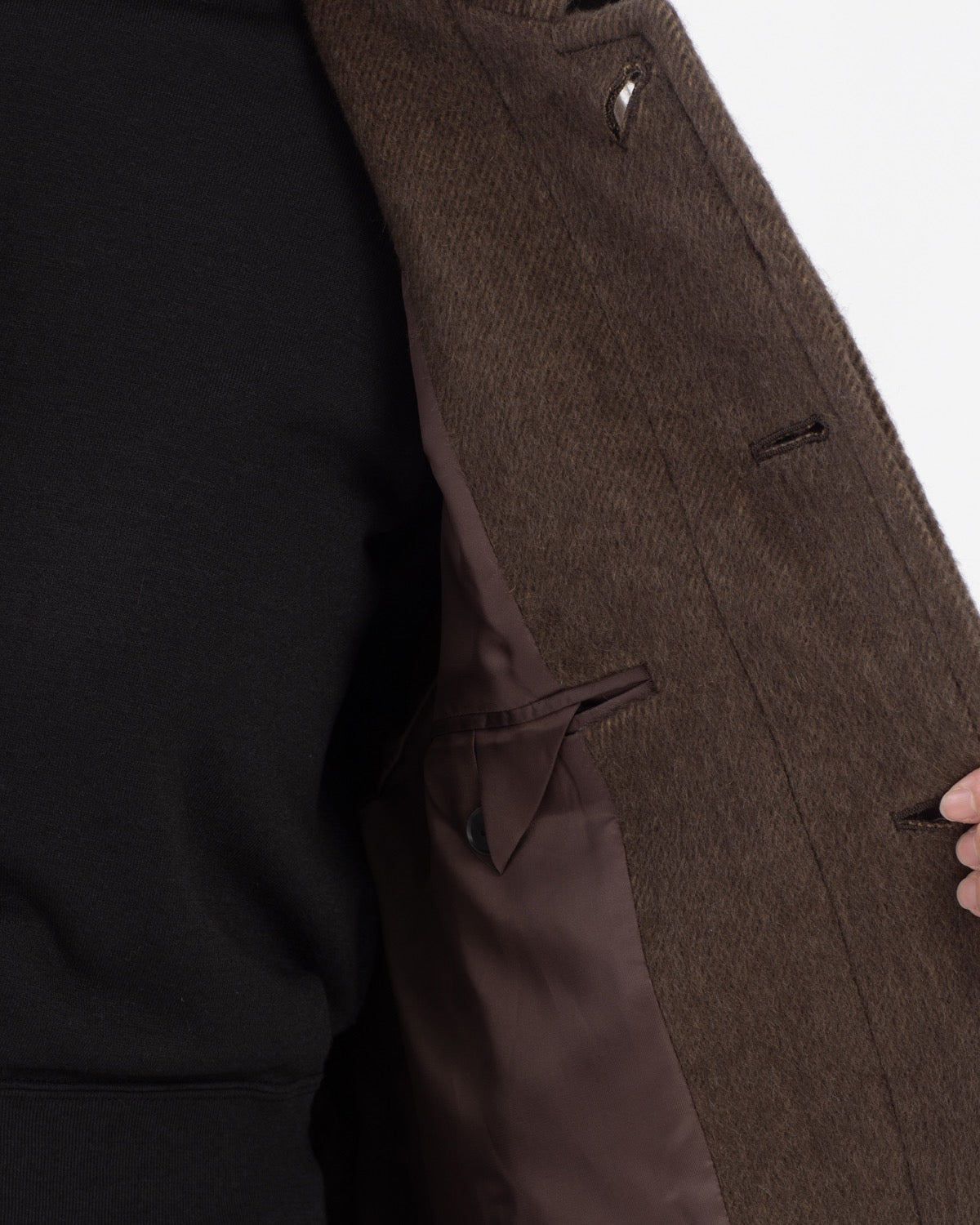 HAIRY WOOL MOHAIR CHAMBRAY SOUTIEN COLLAR COAT