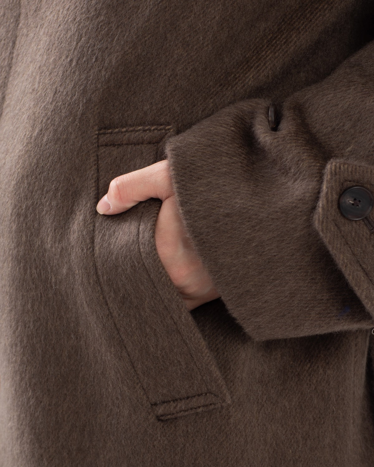 HAIRY WOOL MOHAIR CHAMBRAY SOUTIEN COLLAR COAT