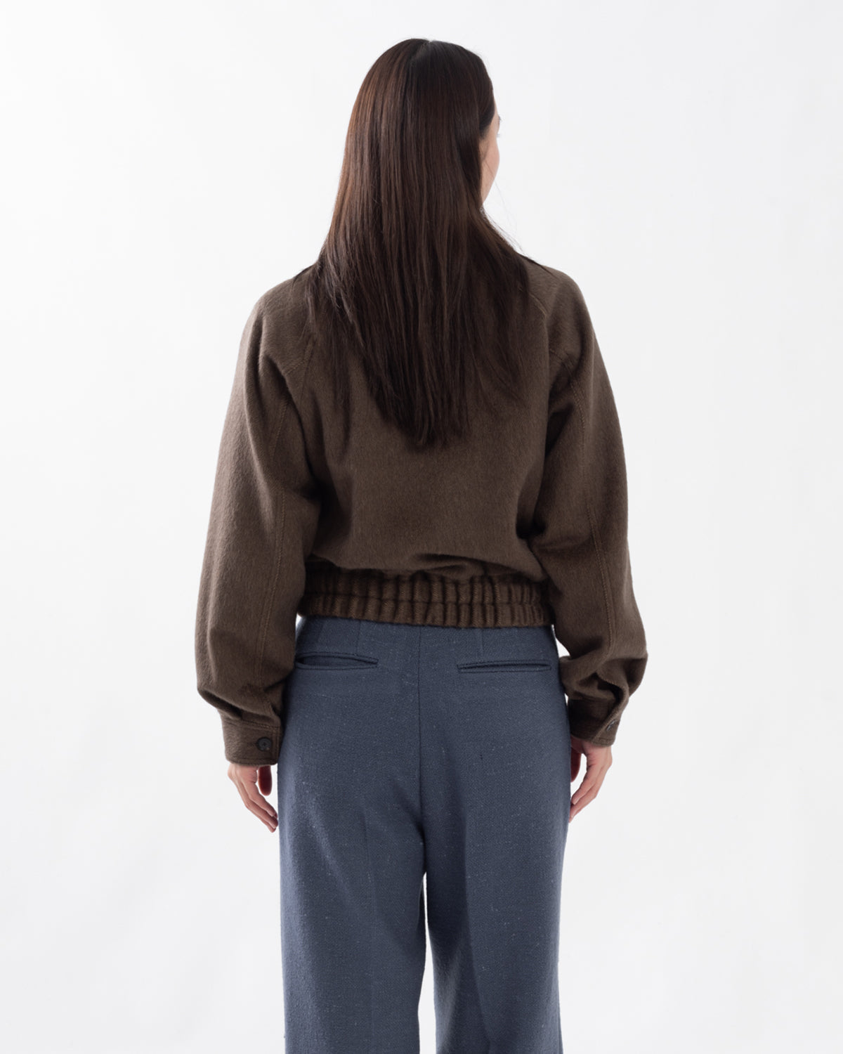 HAIRY WOOL MOHAIR CHAMBRAY BLOUSON