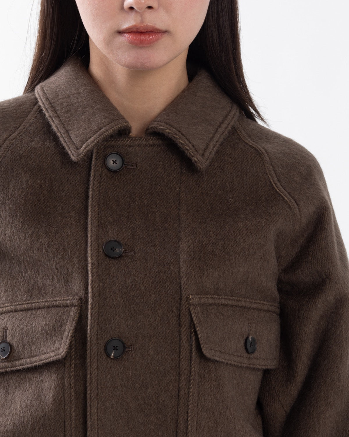 HAIRY WOOL MOHAIR CHAMBRAY BLOUSON