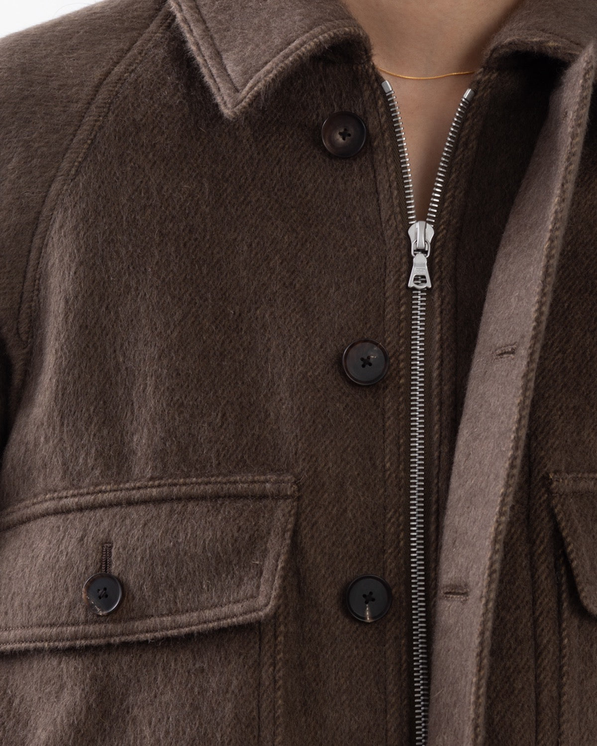 HAIRY WOOL MOHAIR CHAMBRAY BLOUSON