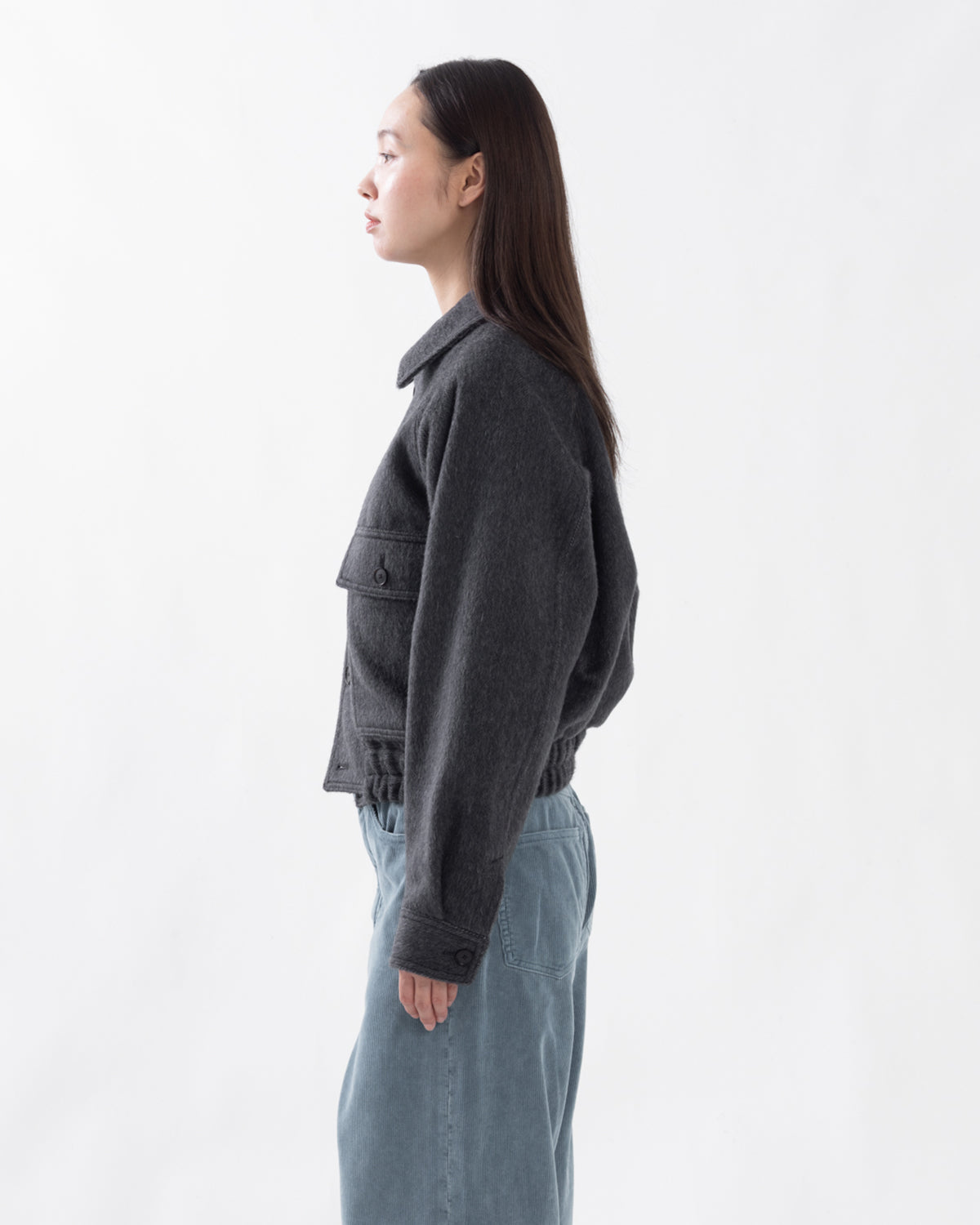 HAIRY WOOL MOHAIR CHAMBRAY BLOUSON