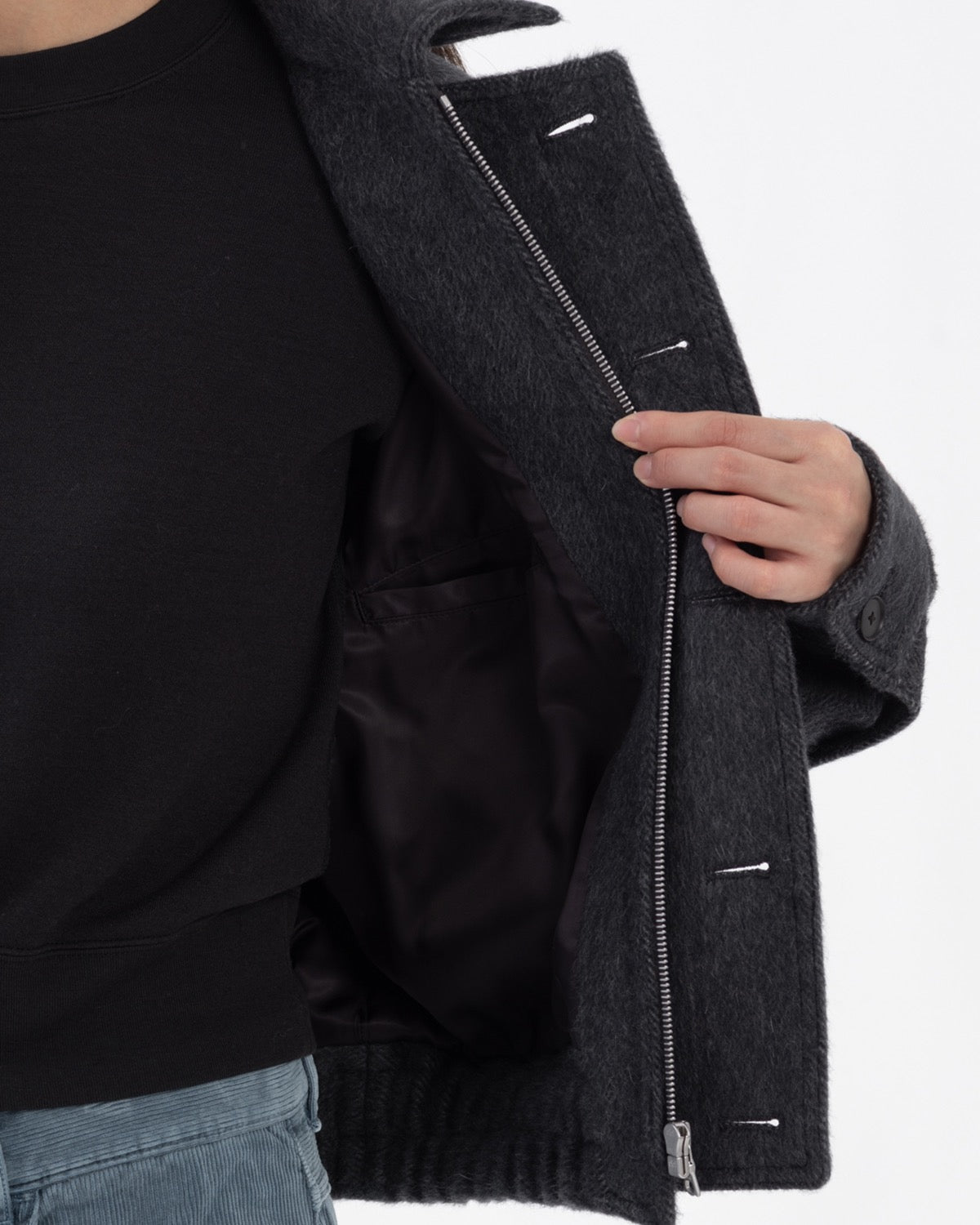 HAIRY WOOL MOHAIR CHAMBRAY BLOUSON