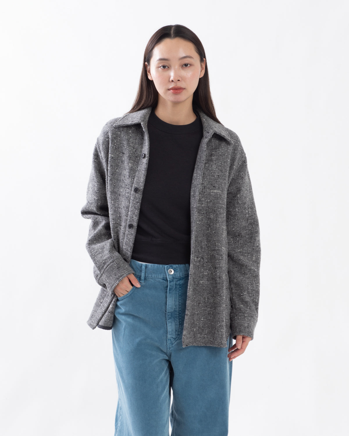 HOMESPUN TWEED SHIRT BLOUSON (WOMEN'S)