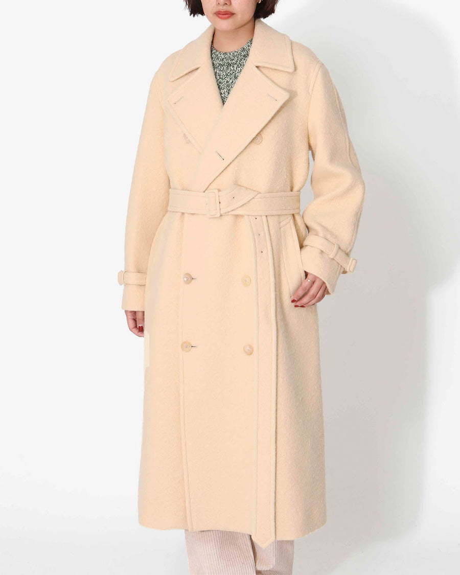 BRUSHED ALPACA WOOL MELTON TRENCH COAT (WOMEN'S)