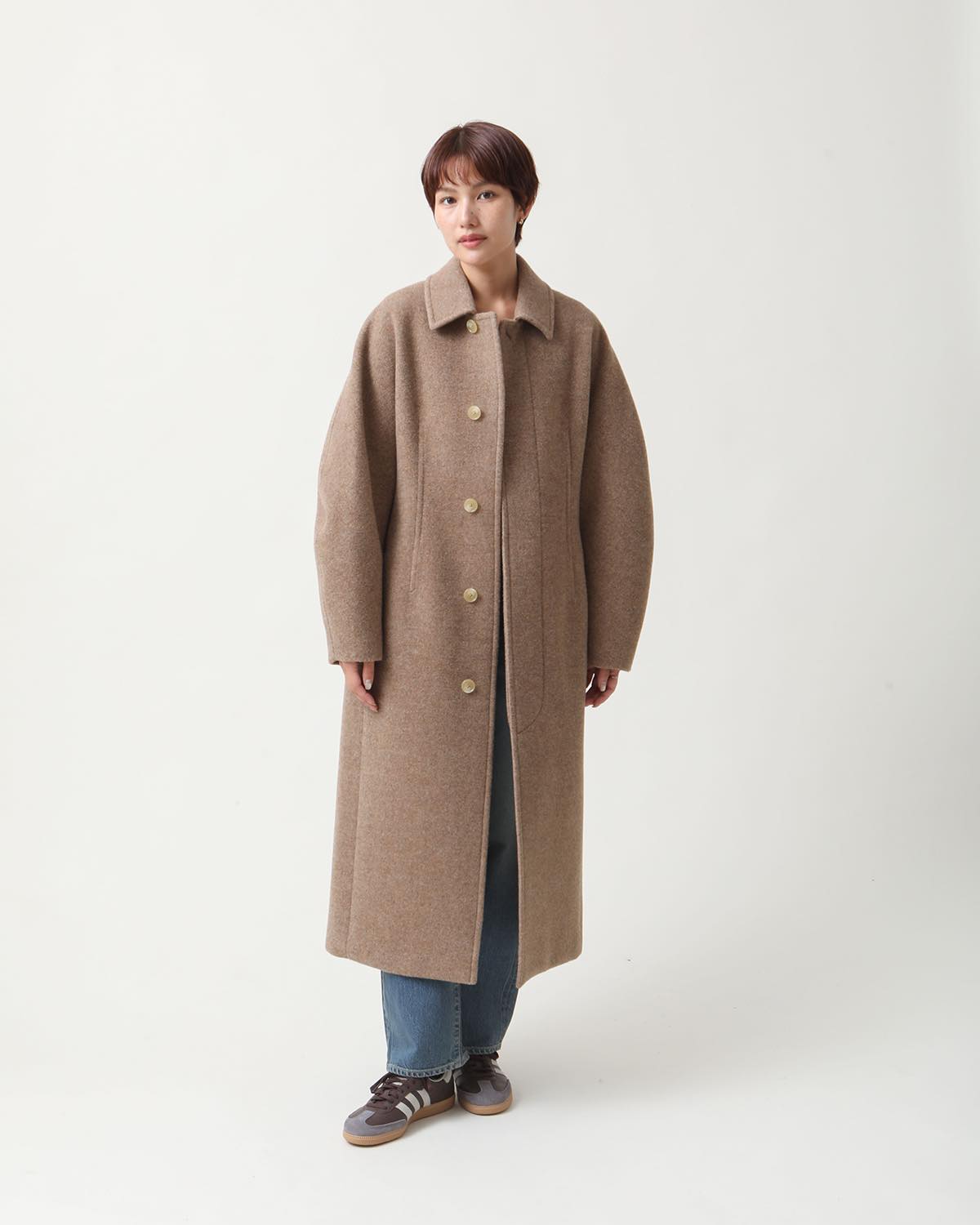 SPONGE WOOL MELTON SOUTIEN COLLAR COAT