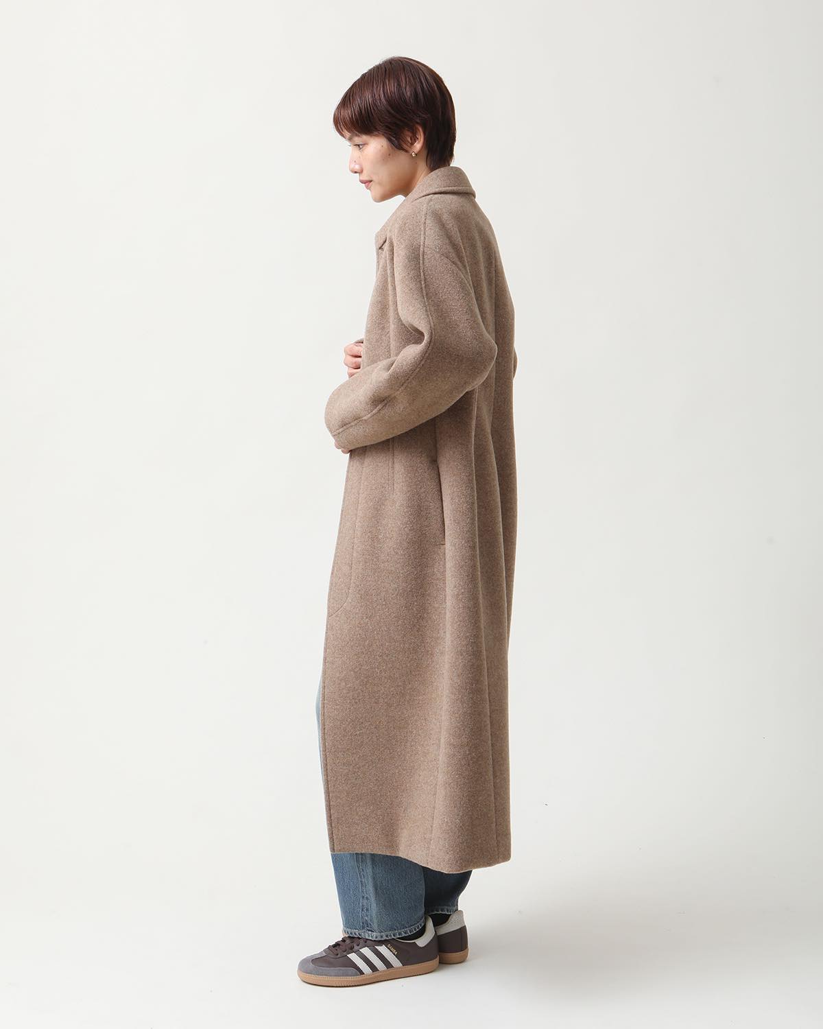 SPONGE WOOL MELTON SOUTIEN COLLAR COAT