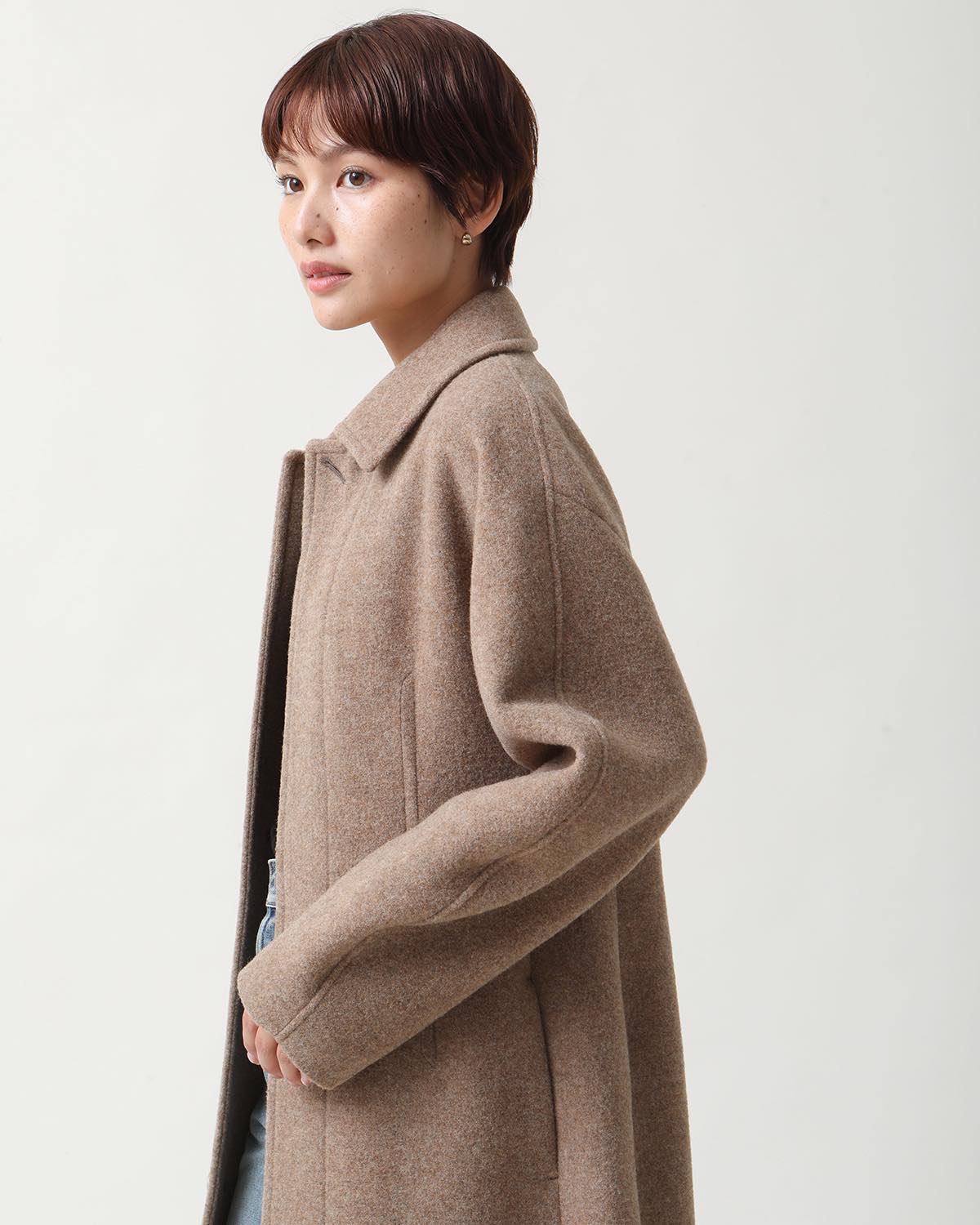 SPONGE WOOL MELTON SOUTIEN COLLAR COAT