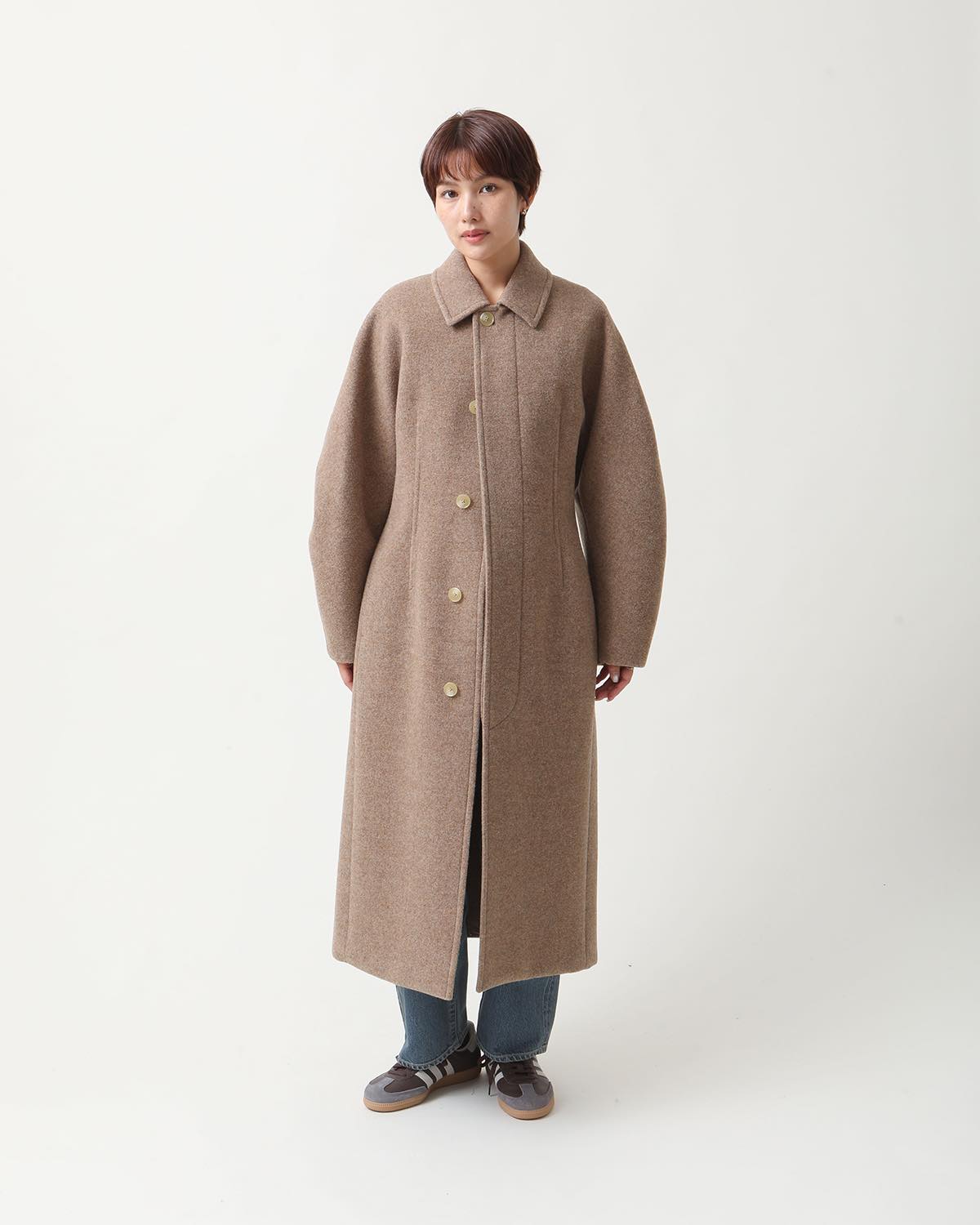 SPONGE WOOL MELTON SOUTIEN COLLAR COAT