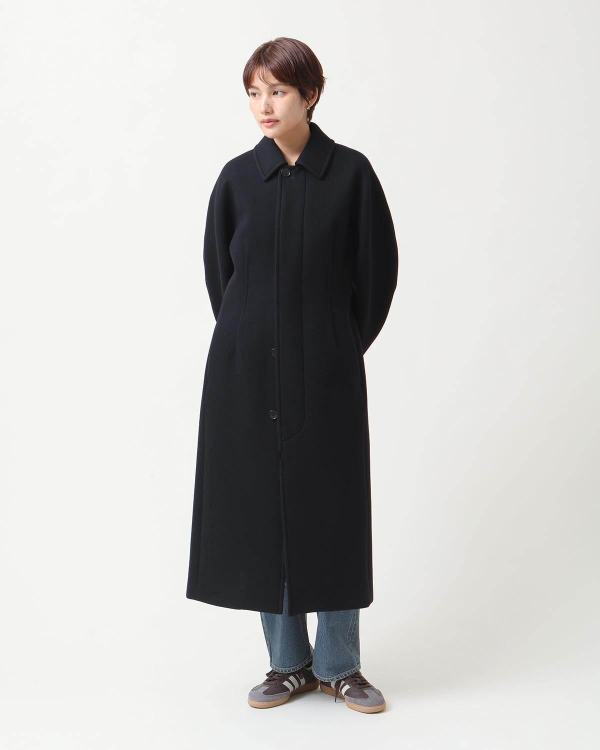 SPONGE WOOL MELTON SOUTIEN COLLAR COAT