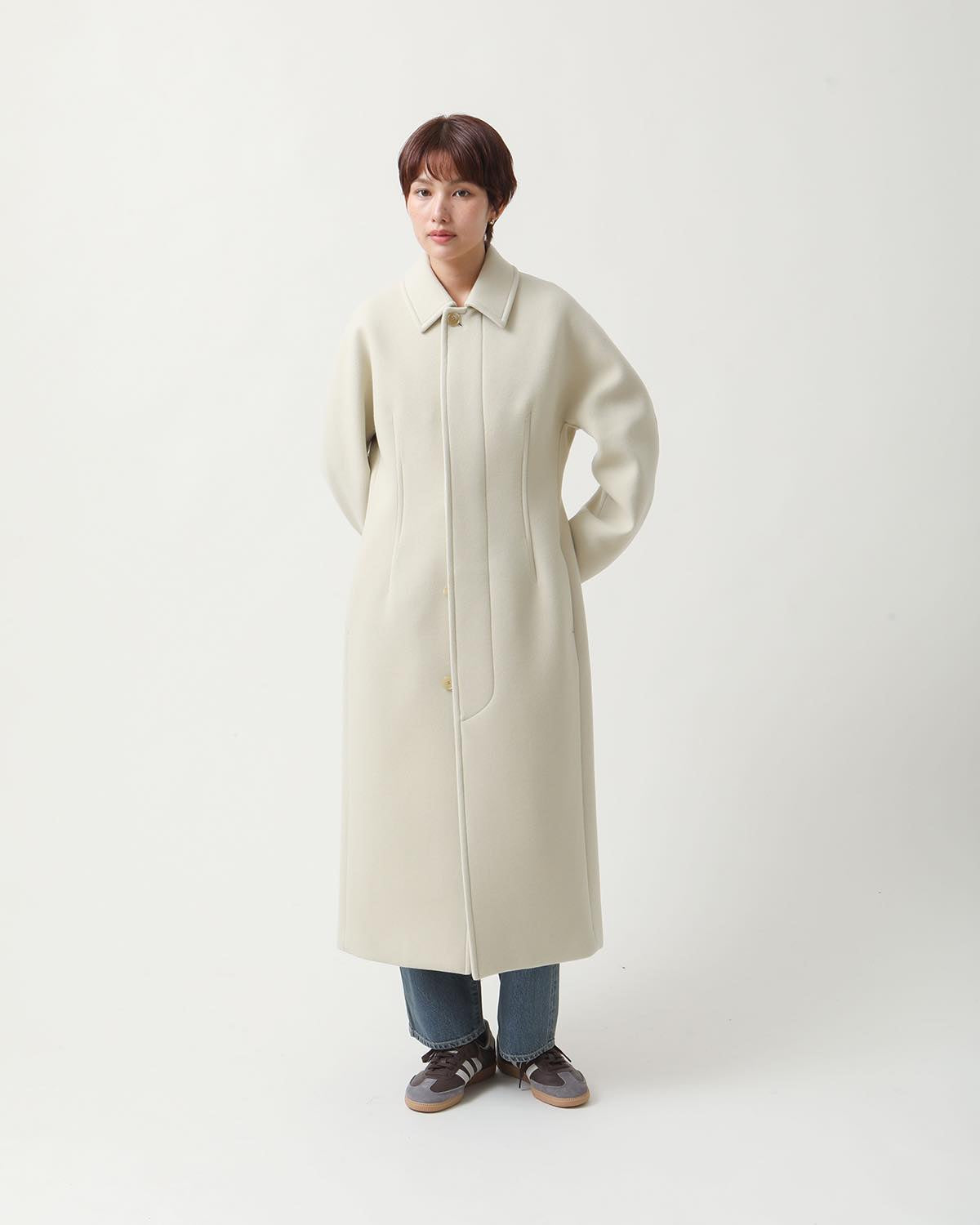 SPONGE WOOL MELTON SOUTIEN COLLAR COAT