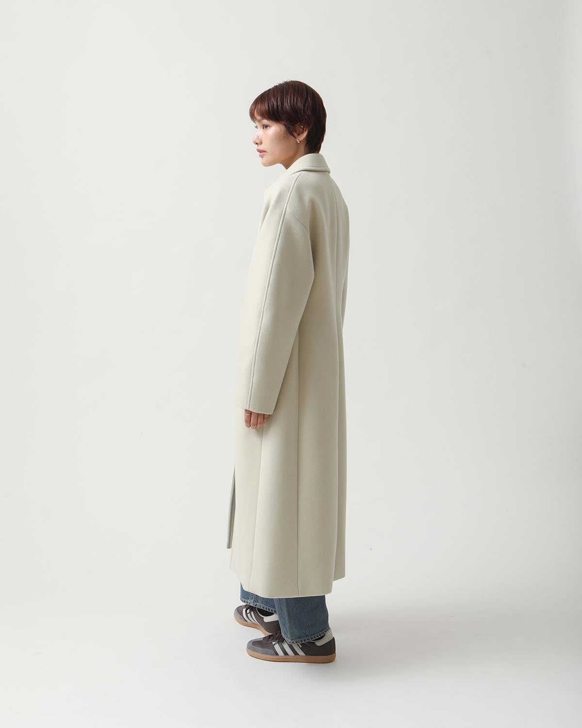 SPONGE WOOL MELTON SOUTIEN COLLAR COAT