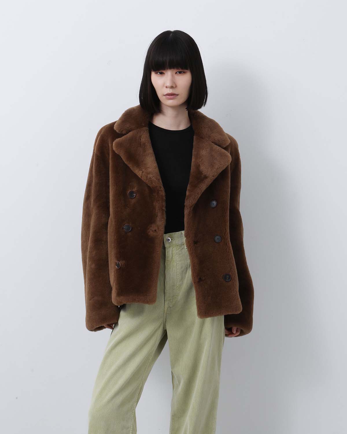 STRAIGHT MERINO MOUTON FUR P-COAT (WOMEN'S)