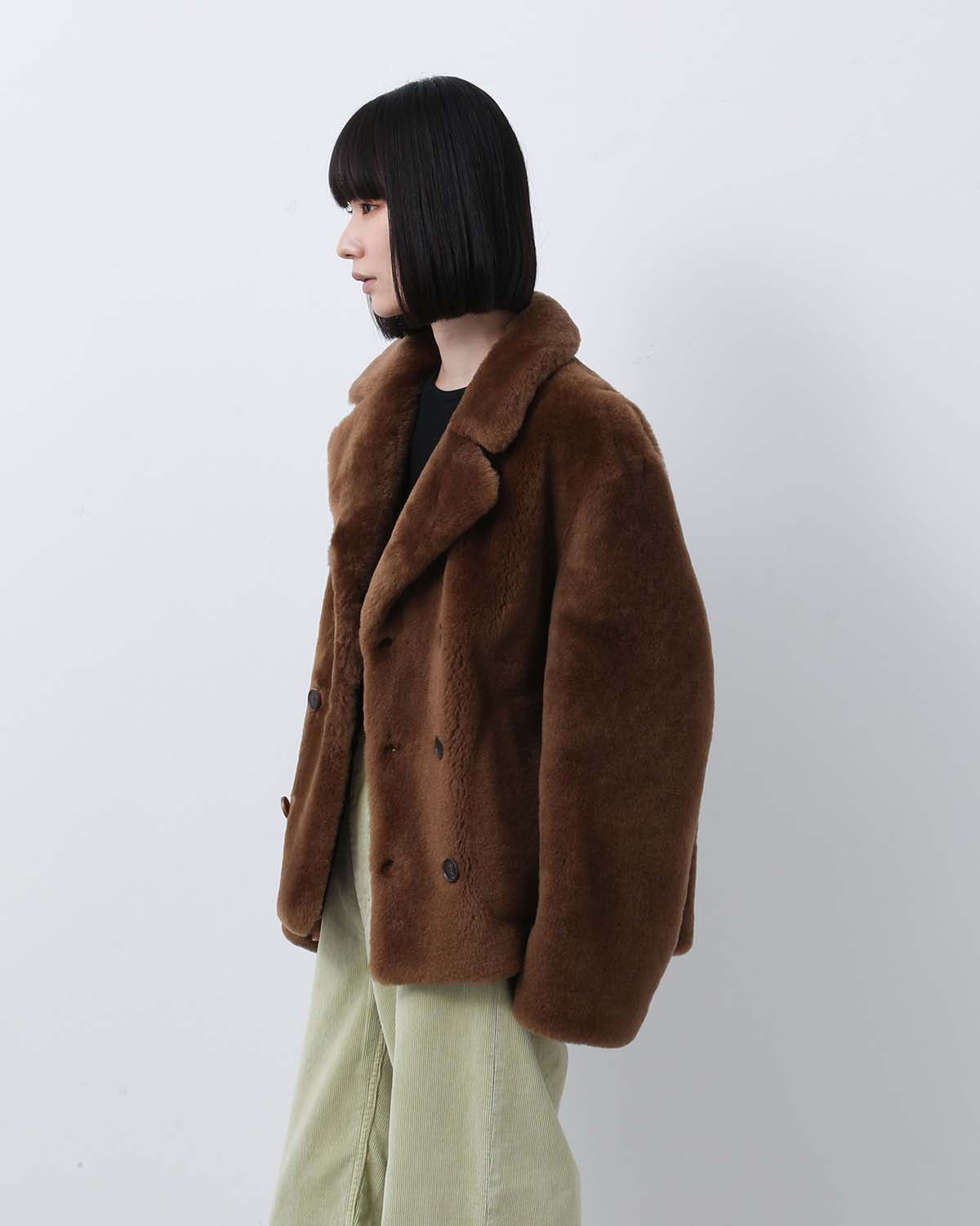 STRAIGHT MERINO MOUTON FUR P-COAT (WOMEN'S)