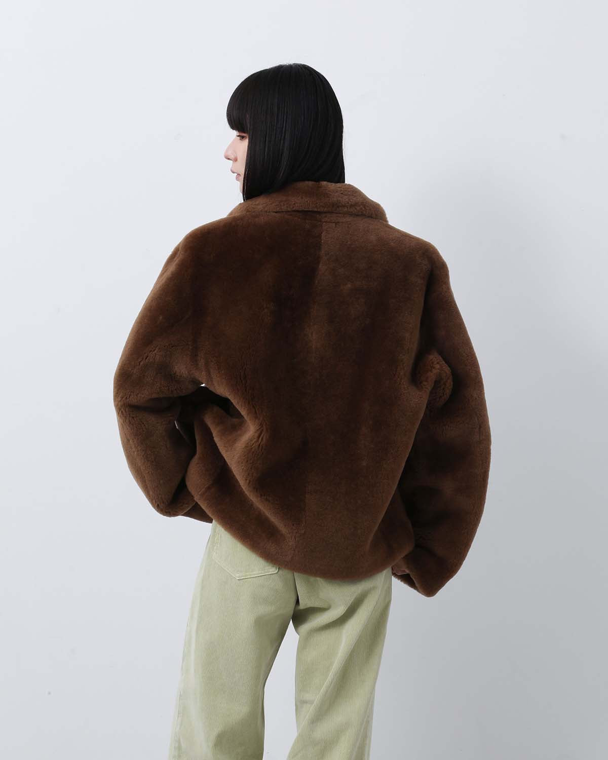 STRAIGHT MERINO MOUTON FUR P-COAT (WOMEN'S)