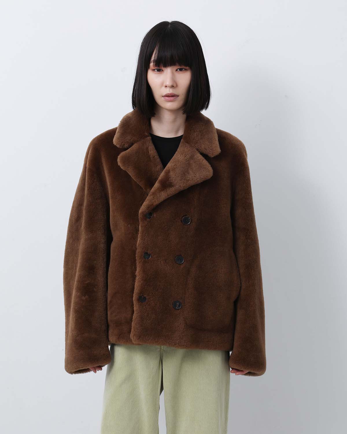 STRAIGHT MERINO MOUTON FUR P-COAT (WOMEN'S)