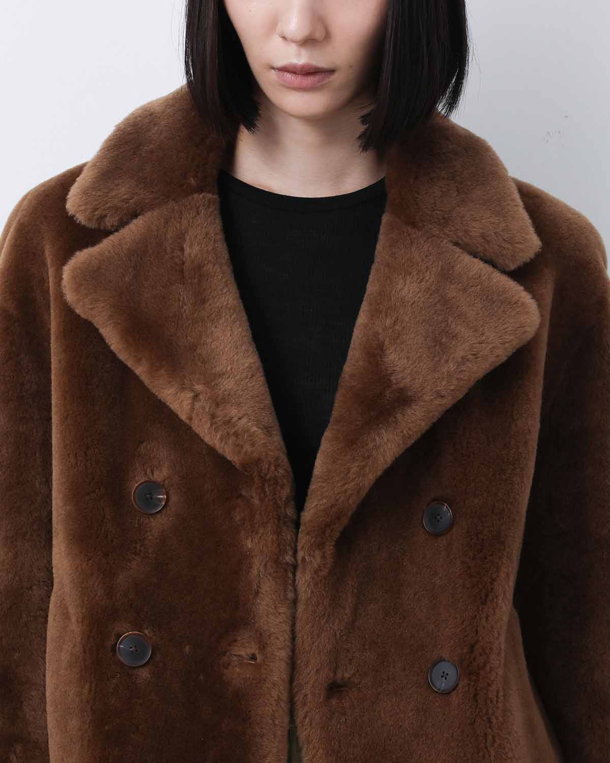 STRAIGHT MERINO MOUTON FUR P-COAT (WOMEN'S)