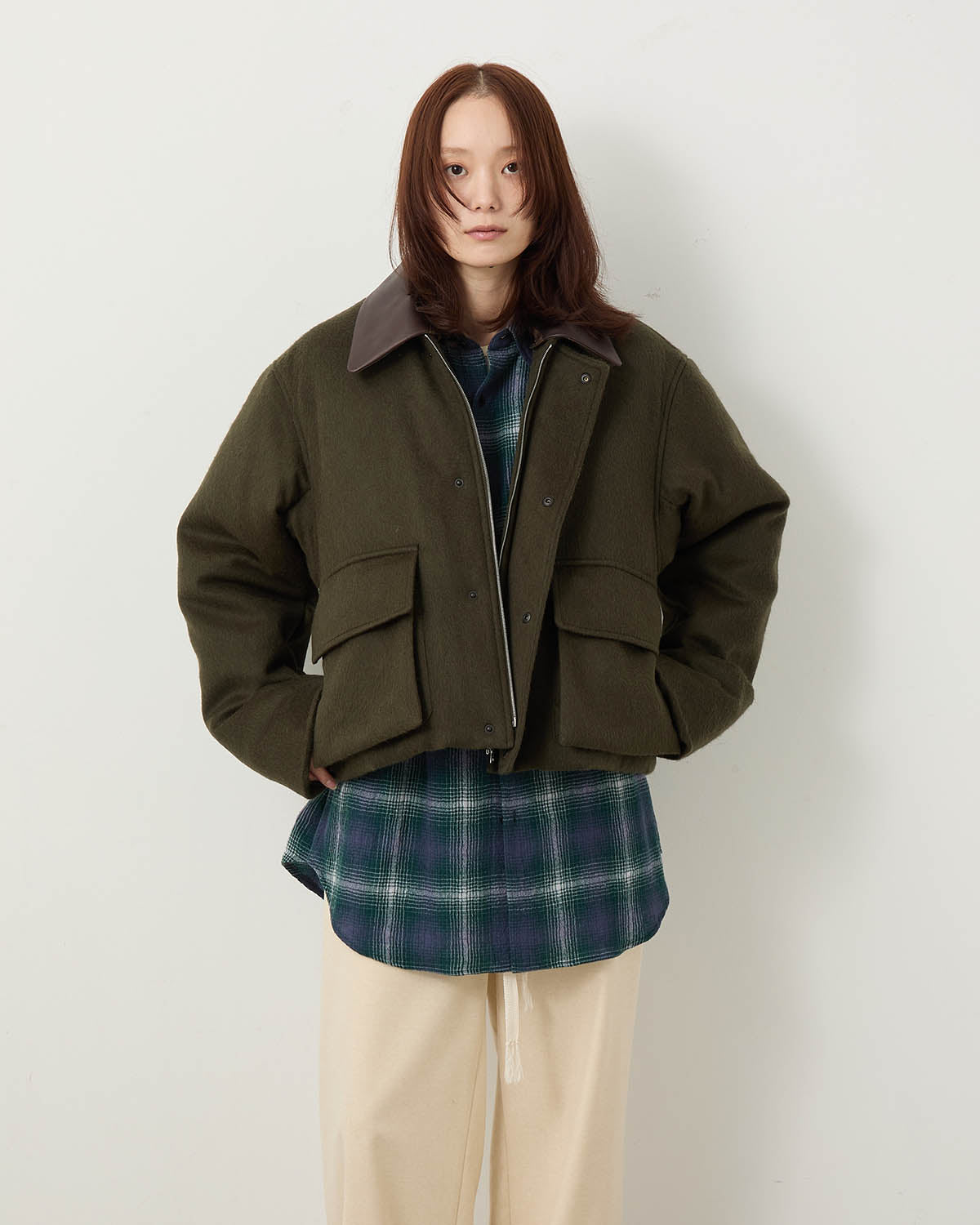 BABY CAMEL FLANNEL PADDED SHORT BLOUSON (WOMEN'S)