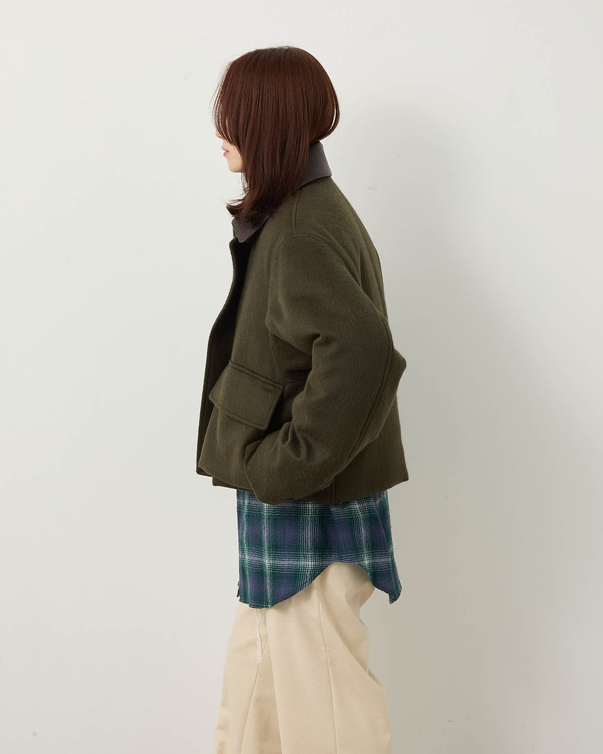 BABY CAMEL FLANNEL PADDED SHORT BLOUSON (WOMEN'S)