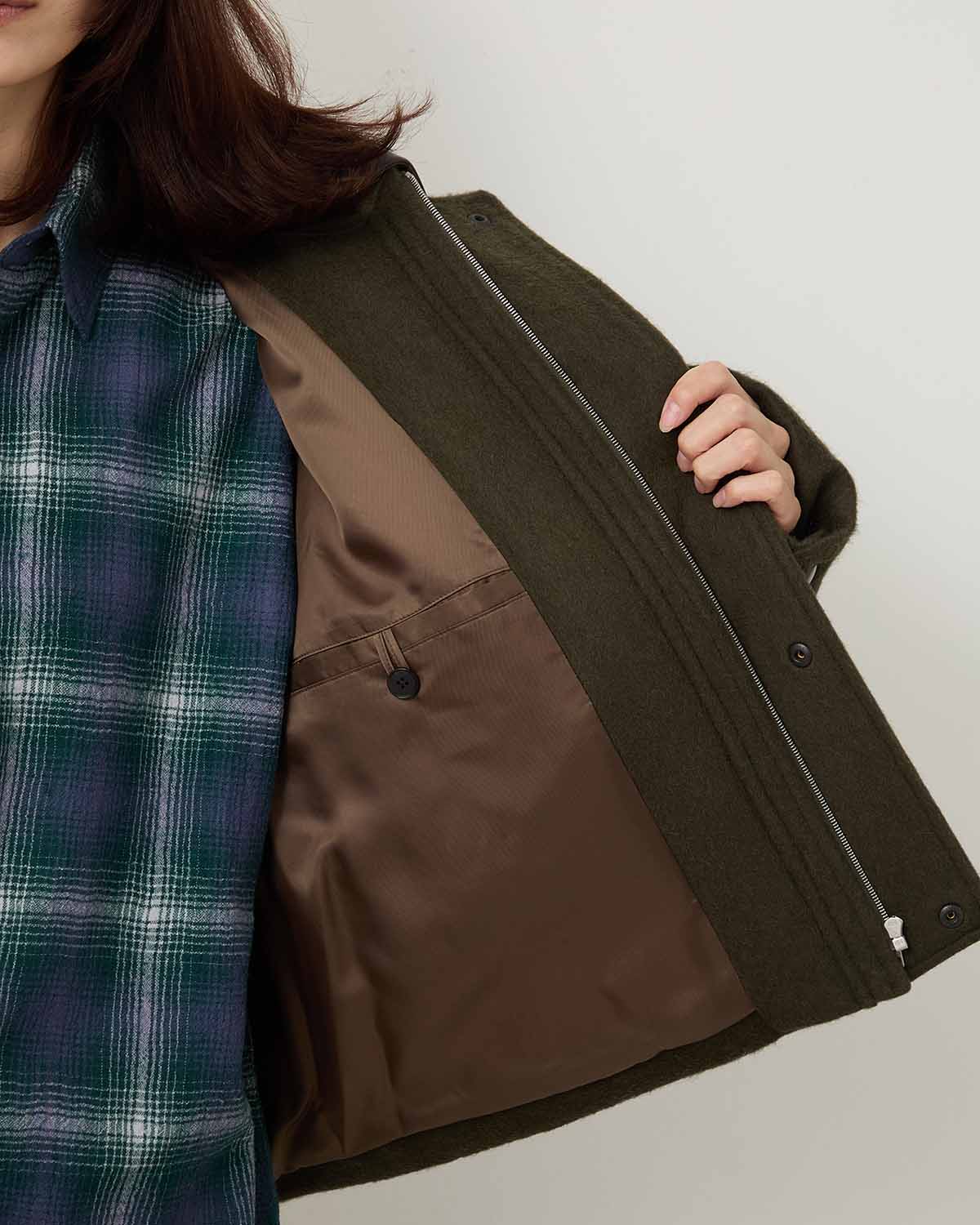 BABY CAMEL FLANNEL PADDED SHORT BLOUSON (WOMEN'S)