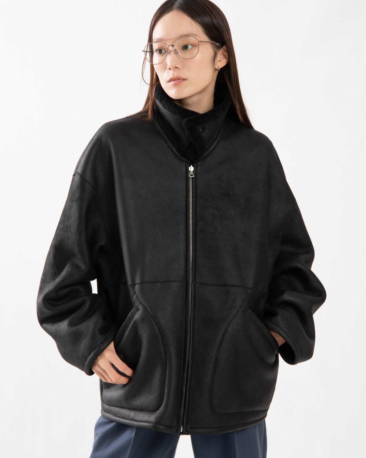 MERINO MOUTON ZIP BLOUSON