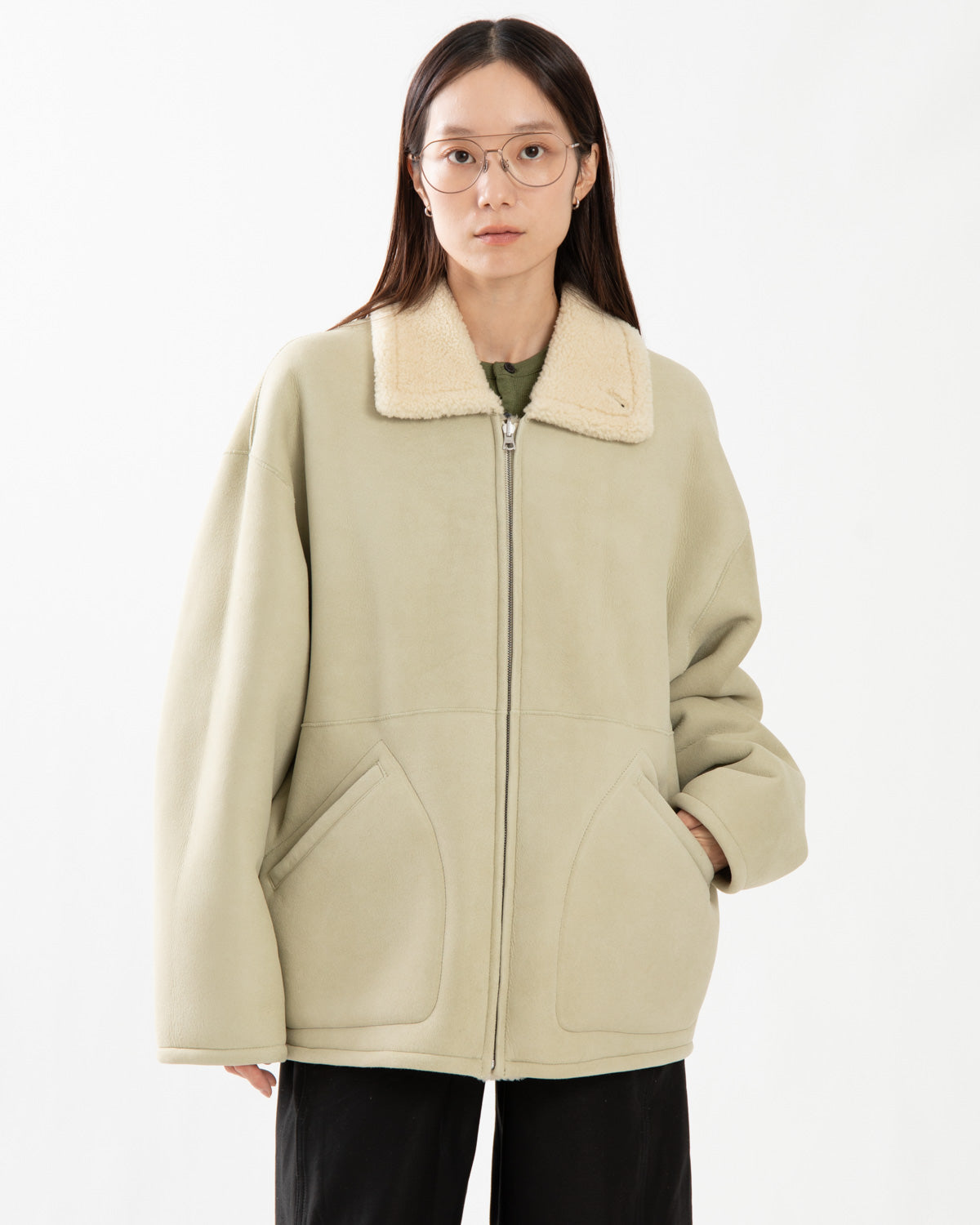 MERINO MOUTON ZIP BLOUSON