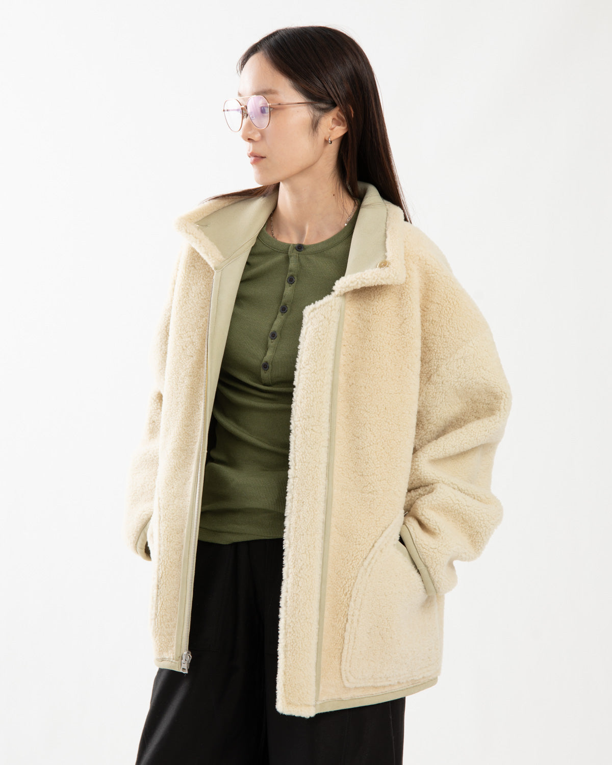 MERINO MOUTON ZIP BLOUSON