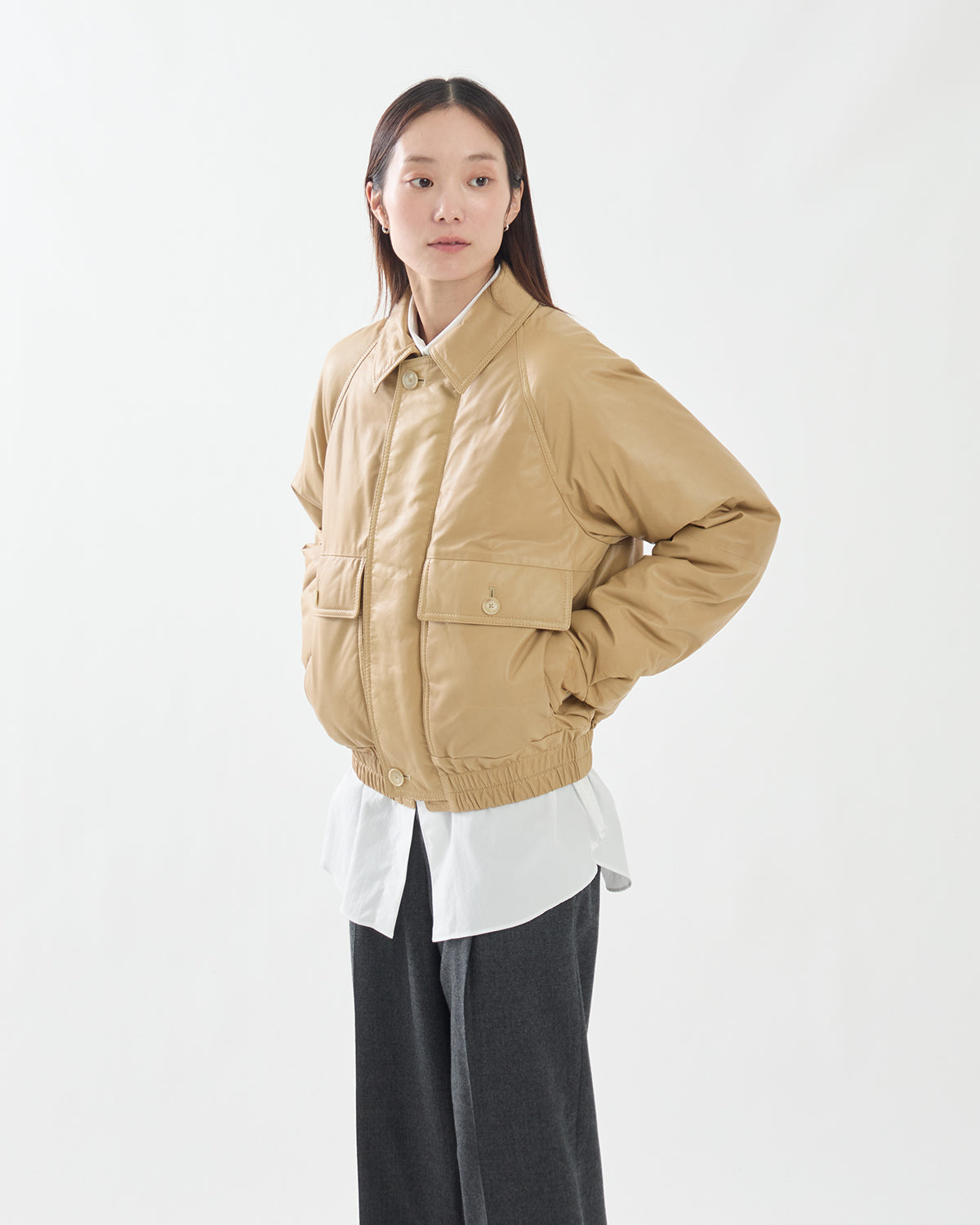 FINE CALF LEATHER DOWN BLOUSON (WOMEN'S)