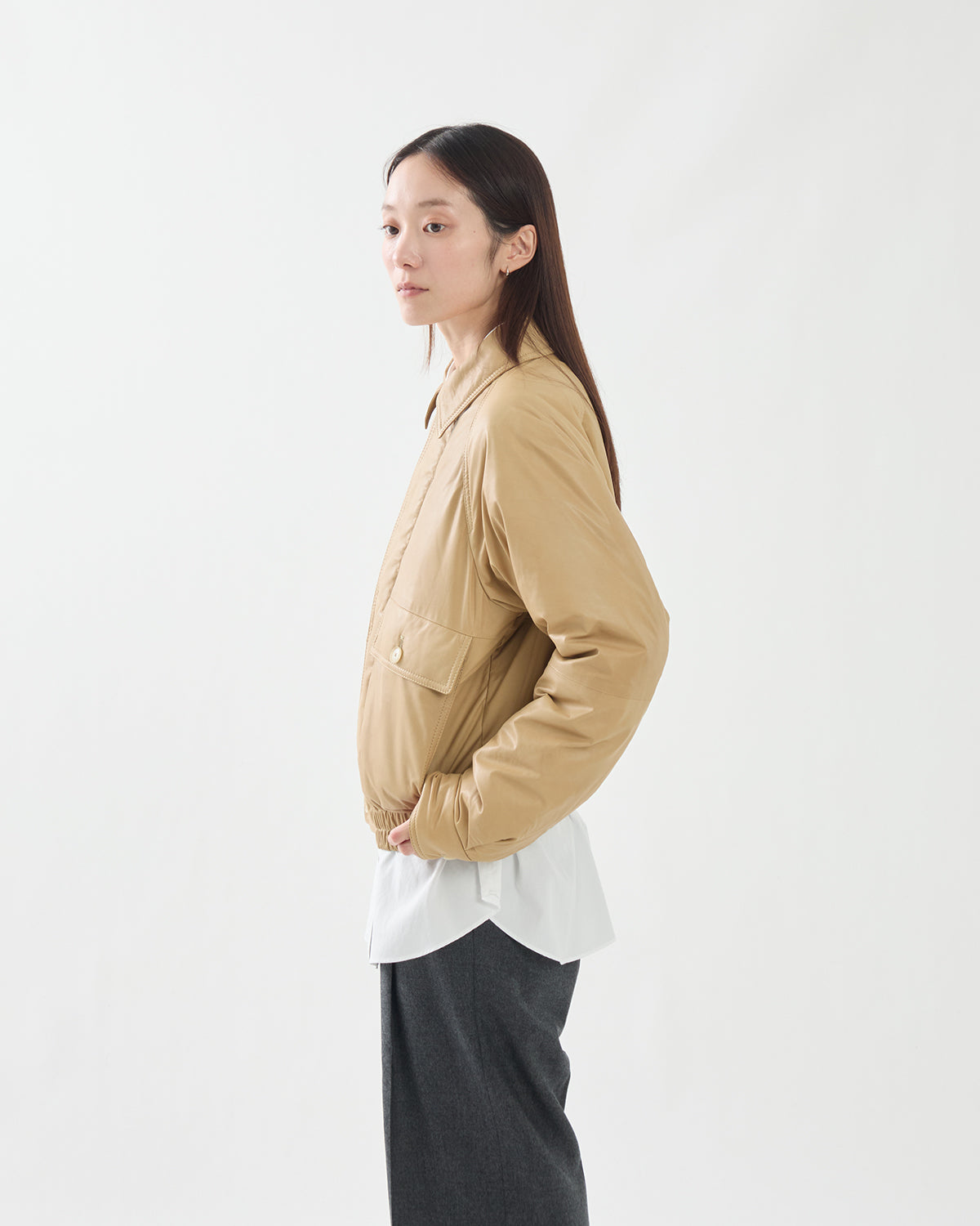 FINE CALF LEATHER DOWN BLOUSON (WOMEN'S)