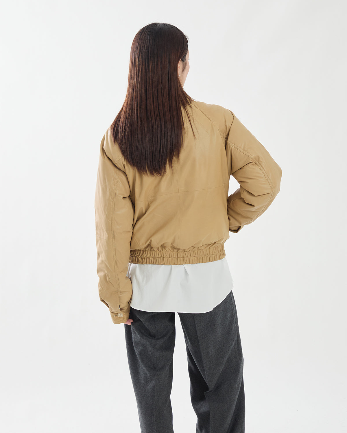 FINE CALF LEATHER DOWN BLOUSON (WOMEN'S)