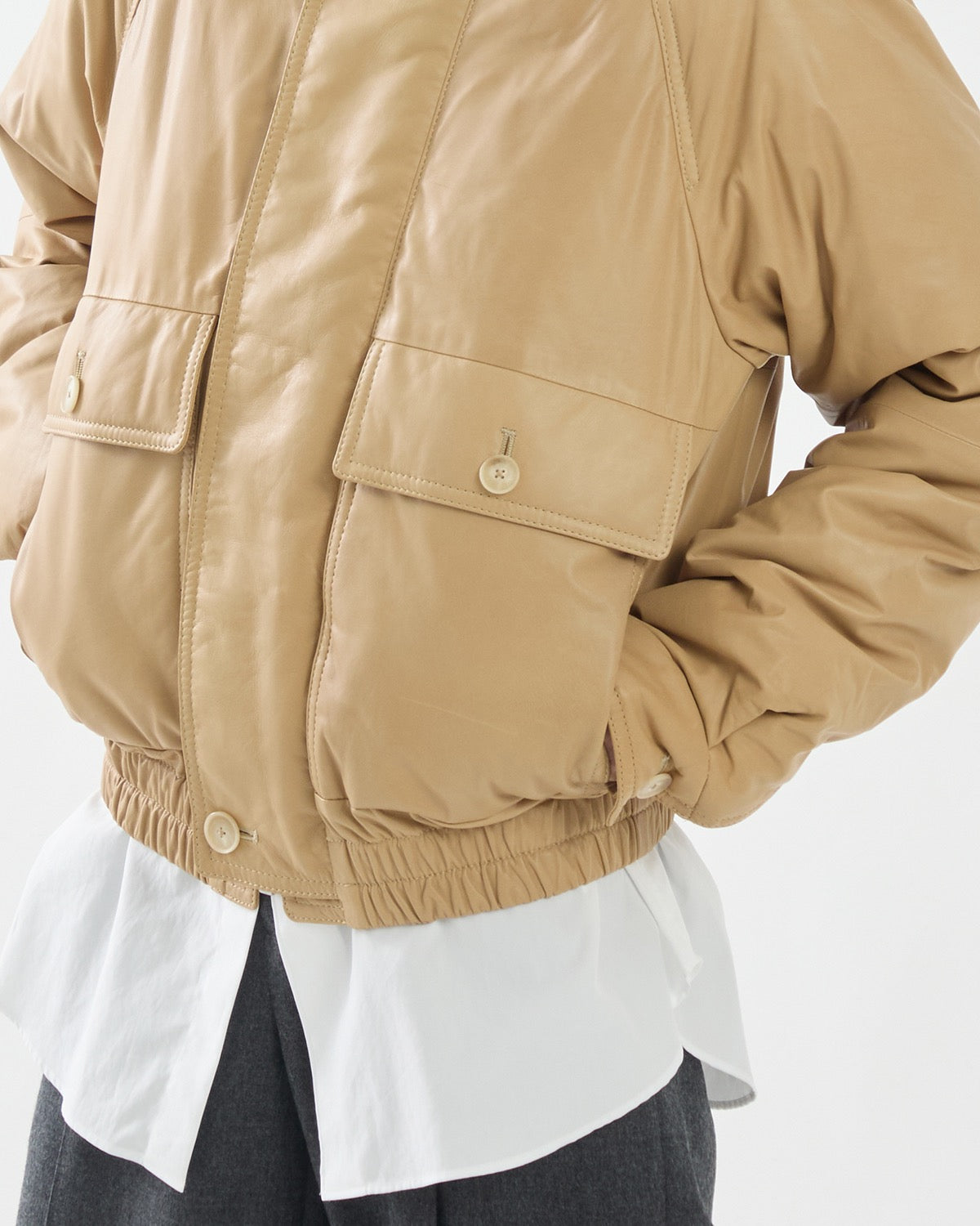 FINE CALF LEATHER DOWN BLOUSON (WOMEN'S)
