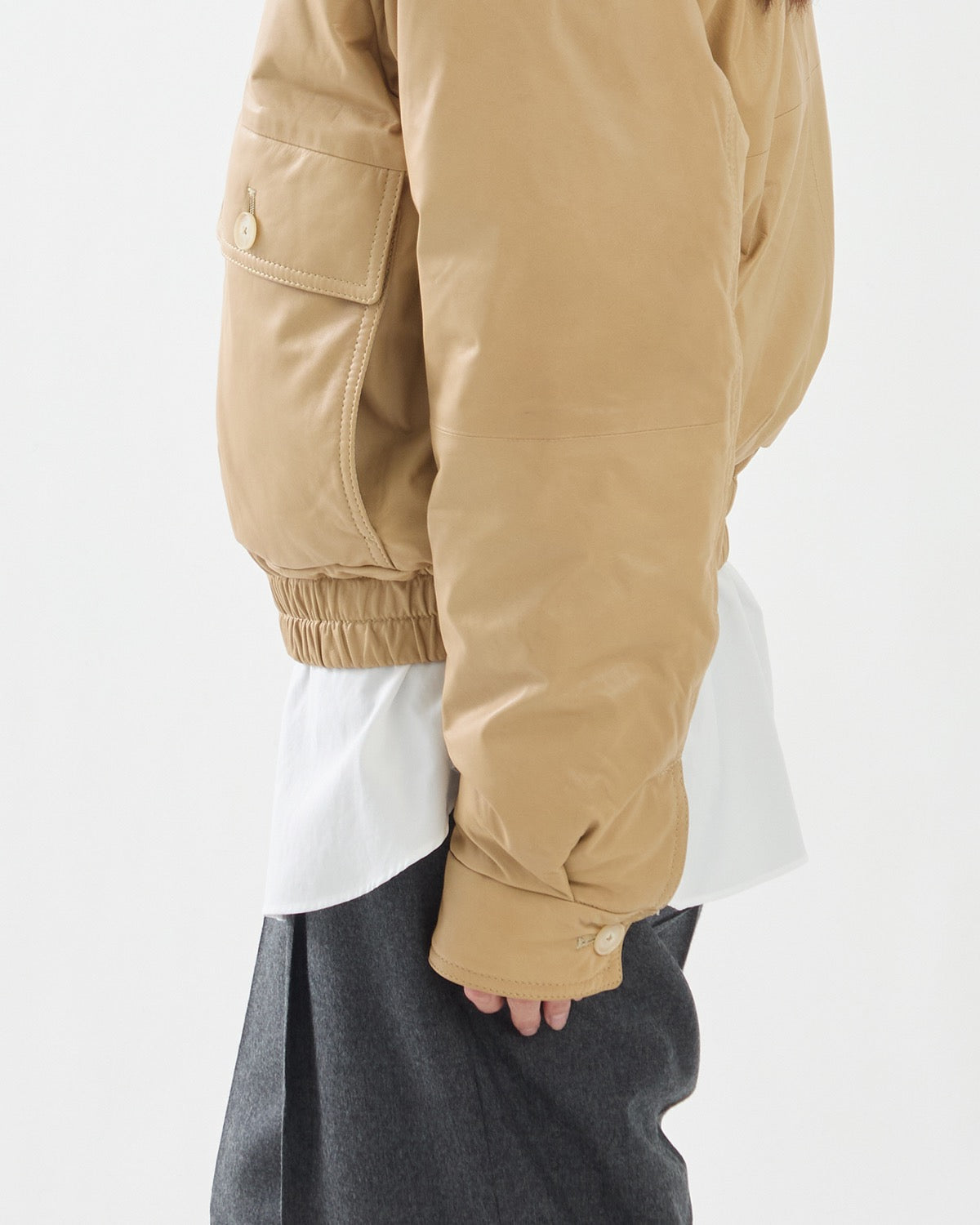 FINE CALF LEATHER DOWN BLOUSON (WOMEN'S)