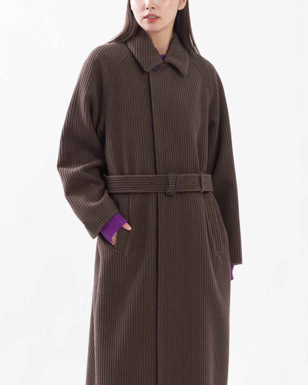 WOOL CASHMERE CORDUROY SOUTIEN COLLAR COAT (WOMEN'S)