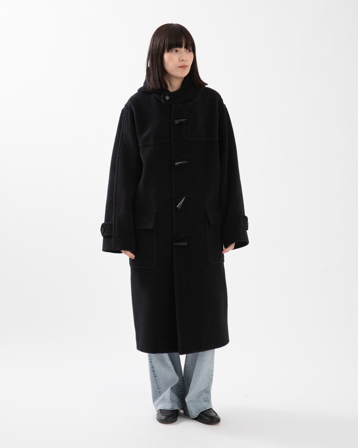 WOOL HERRINGBONE DUFFLE COAT (WOMEN'S)