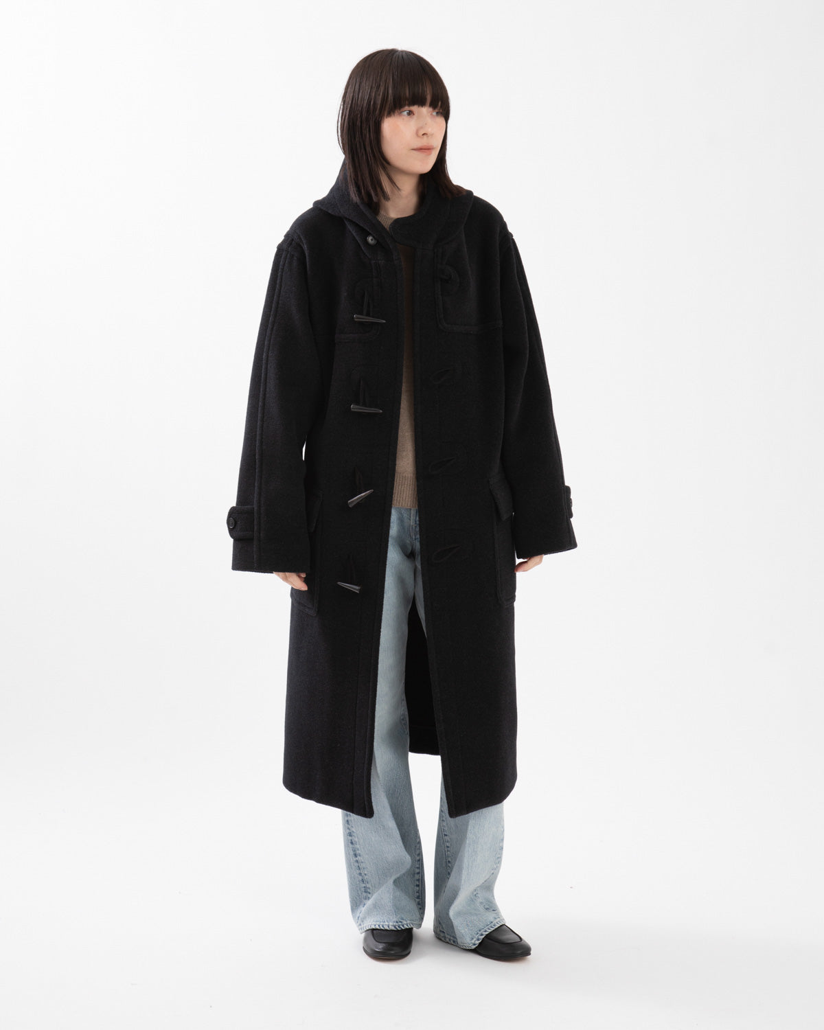 WOOL HERRINGBONE DUFFLE COAT (WOMEN'S)