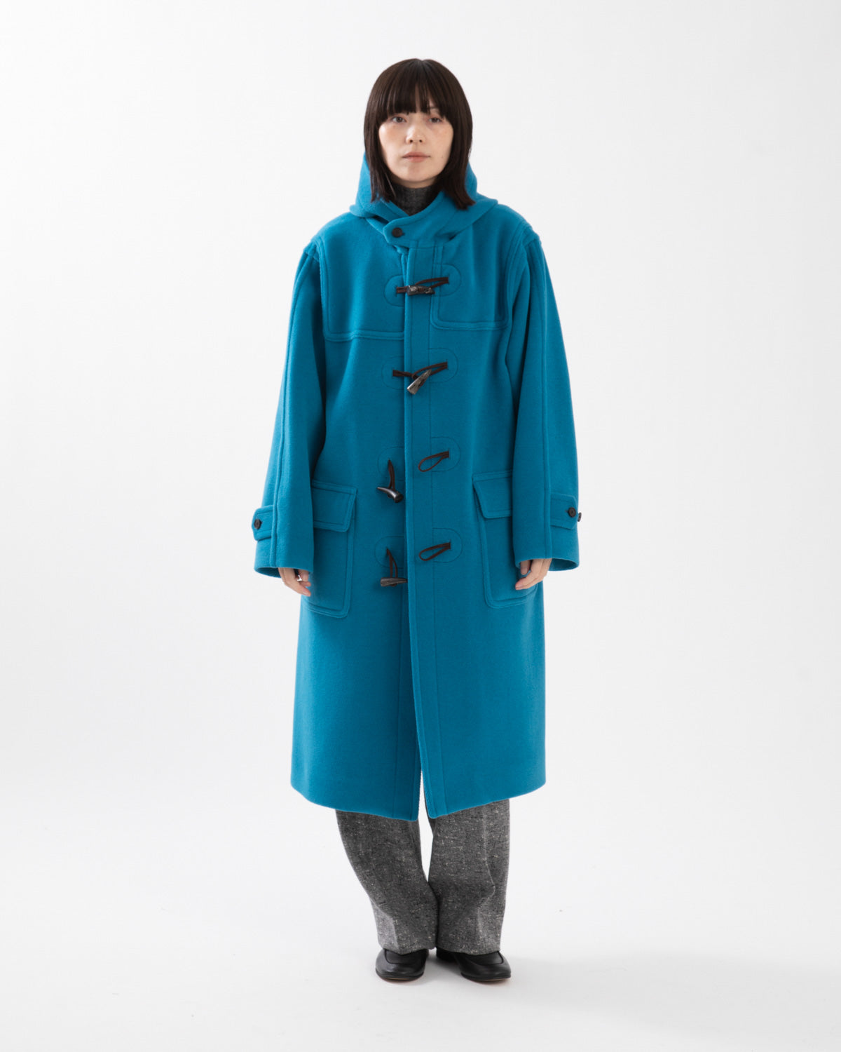 WOOL HERRINGBONE DUFFLE COAT (WOMEN'S)