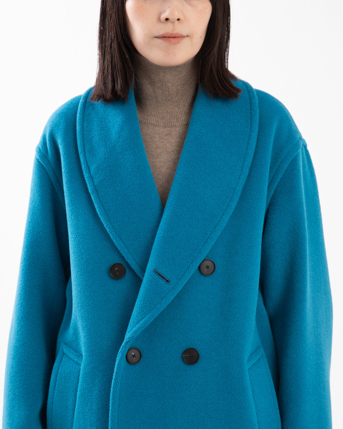 WOOL HERRINGBONE SHAWL COLLAR COAT (WOMEN'S)