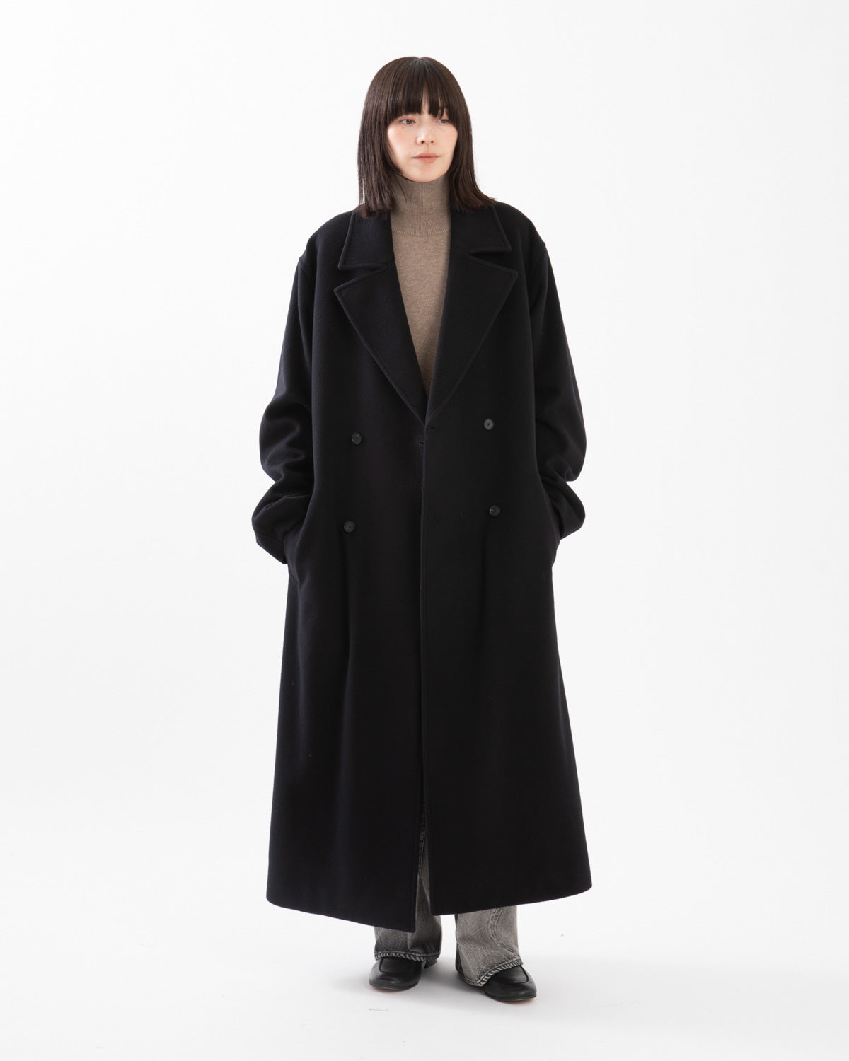 SUPER FINE WOOL MOSSER DOUBLE-BREASTED COAT